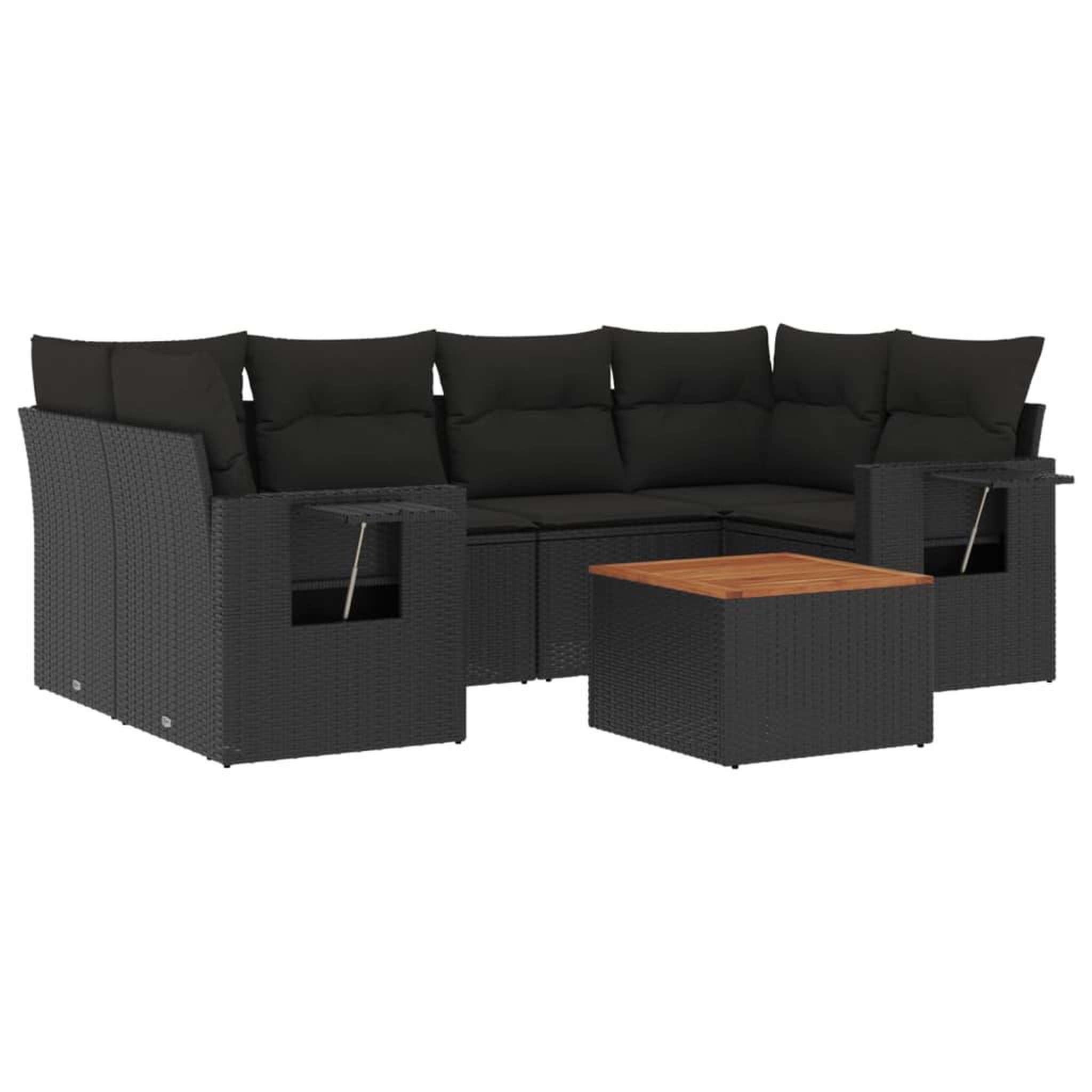 Voir la diapositive 2 : VIDAXL Salon de jardin 7 pcs avec coussins noir resine tressee