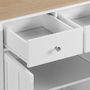 Voir la diapositive 5 : HOMCOM Buffet multi-rangement 2 portes avec étagère 2 tiroirs coulissants panneaux particules blanc aspect bois clair