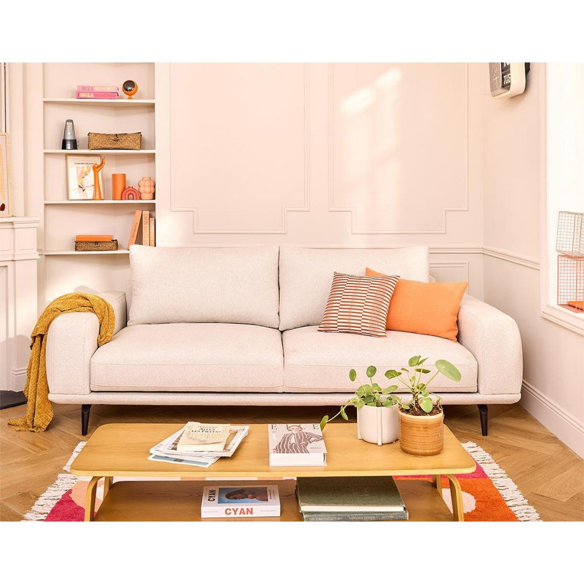 LISA DESIGN Vicence - canapé droit 3 places convertible en tissu