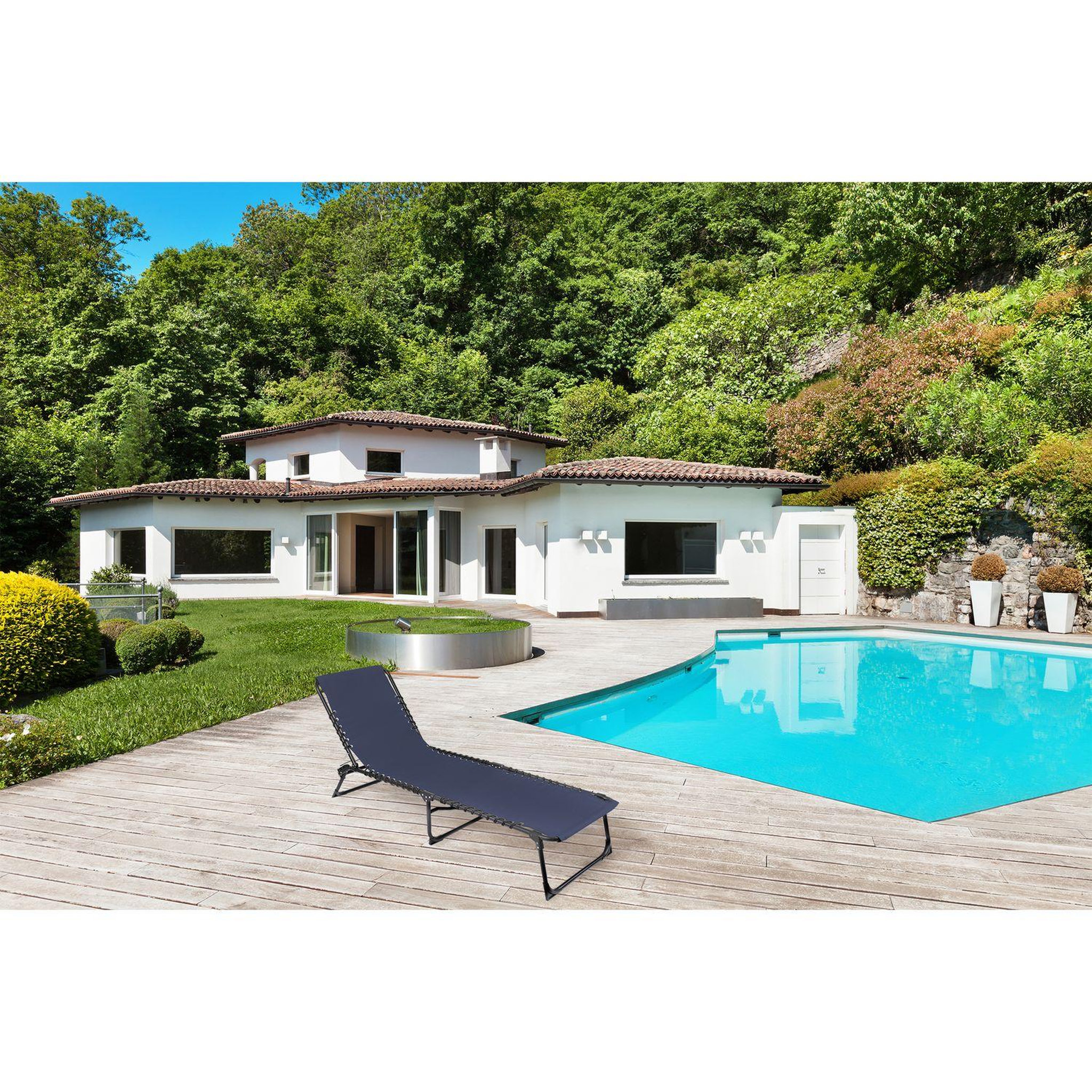Voir la diapositive 2 : TOILINUX Lot de 2 bains de soleil - bleu