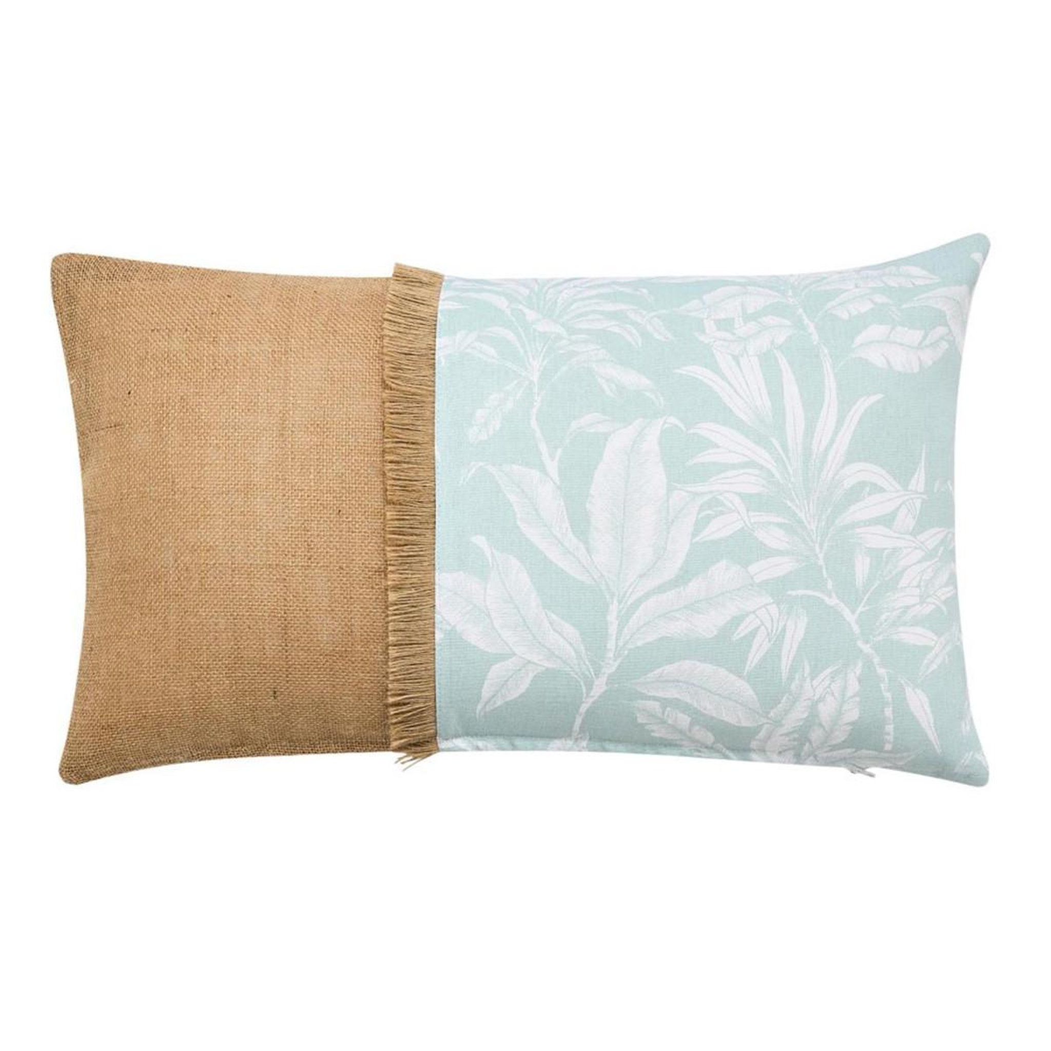 Douceur d'Intérieur Coussin déco imprimé avec jute  hera  30x50cm menthe