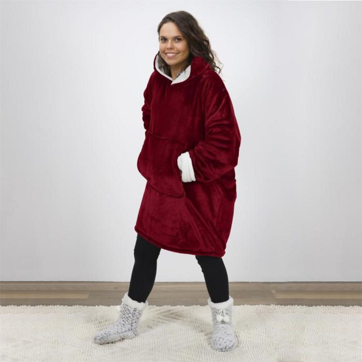 Paris Prix Sweat à Capuche  Sherpa  85x118cm Rouge