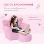 Voir la diapositive 5 : HOMCOM Ensemble fauteuil et pouf enfant design couronne de princesse - dossier et assise pouf avec boutons strass aspect cristaux - structure bois revêtement synthétique PVC rose
