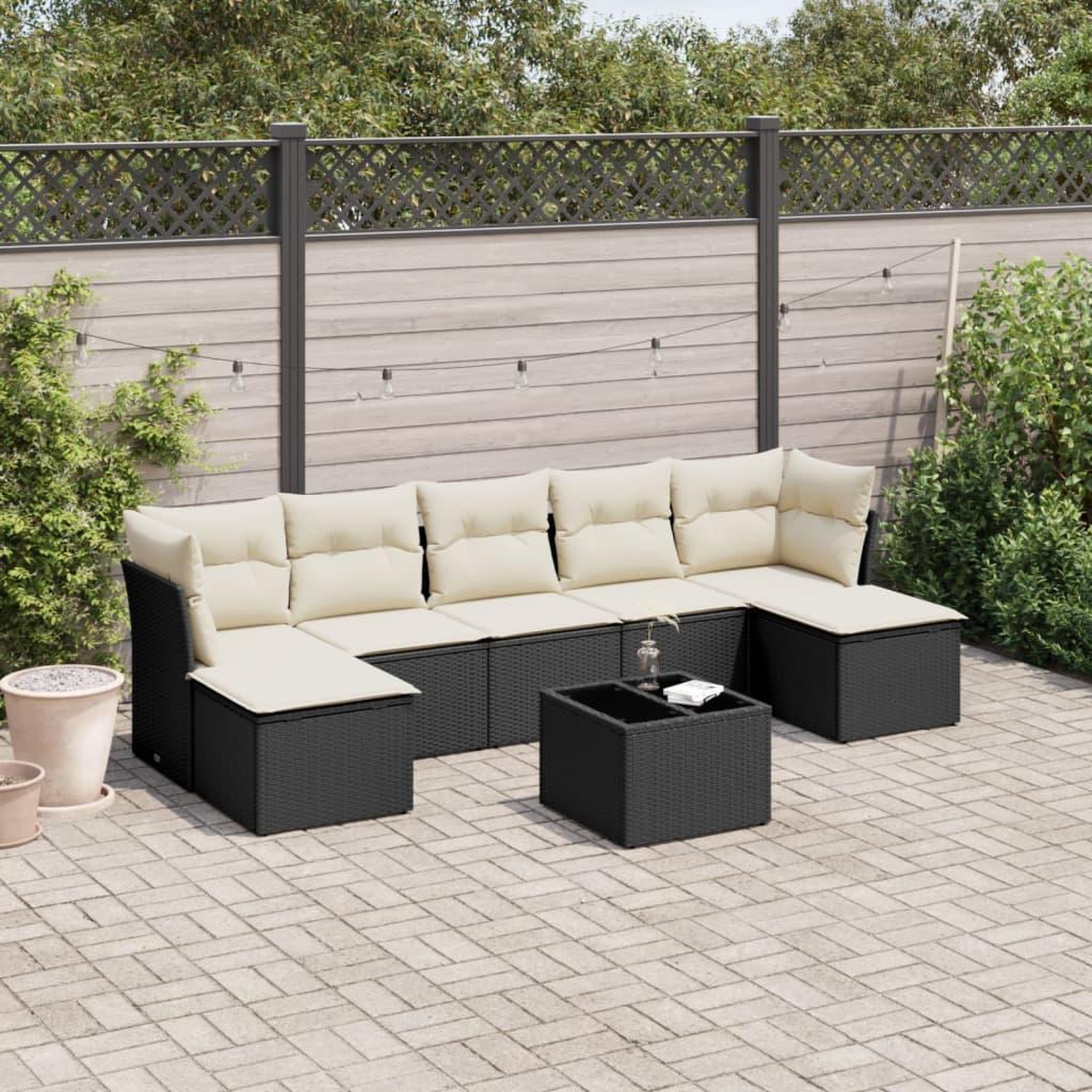VIDAXL Salon de jardin 8 pcs avec coussins noir resine tressee