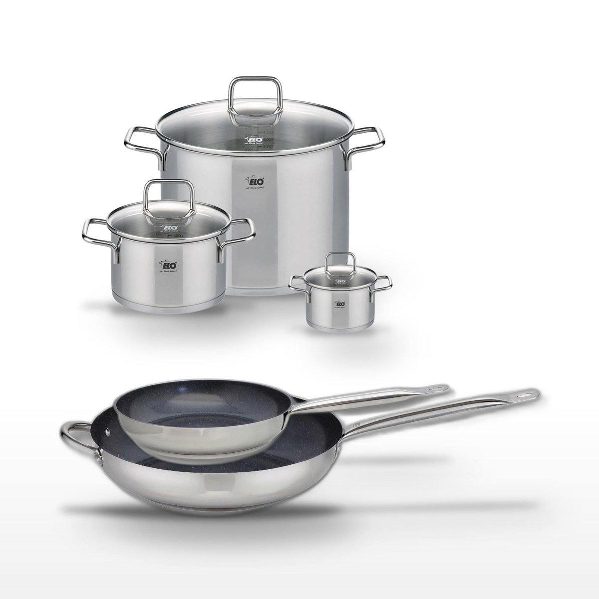ELO Lot Poêles 24/32cm & Faitouts 12/20/26cm Elo Profi Therm Platinum