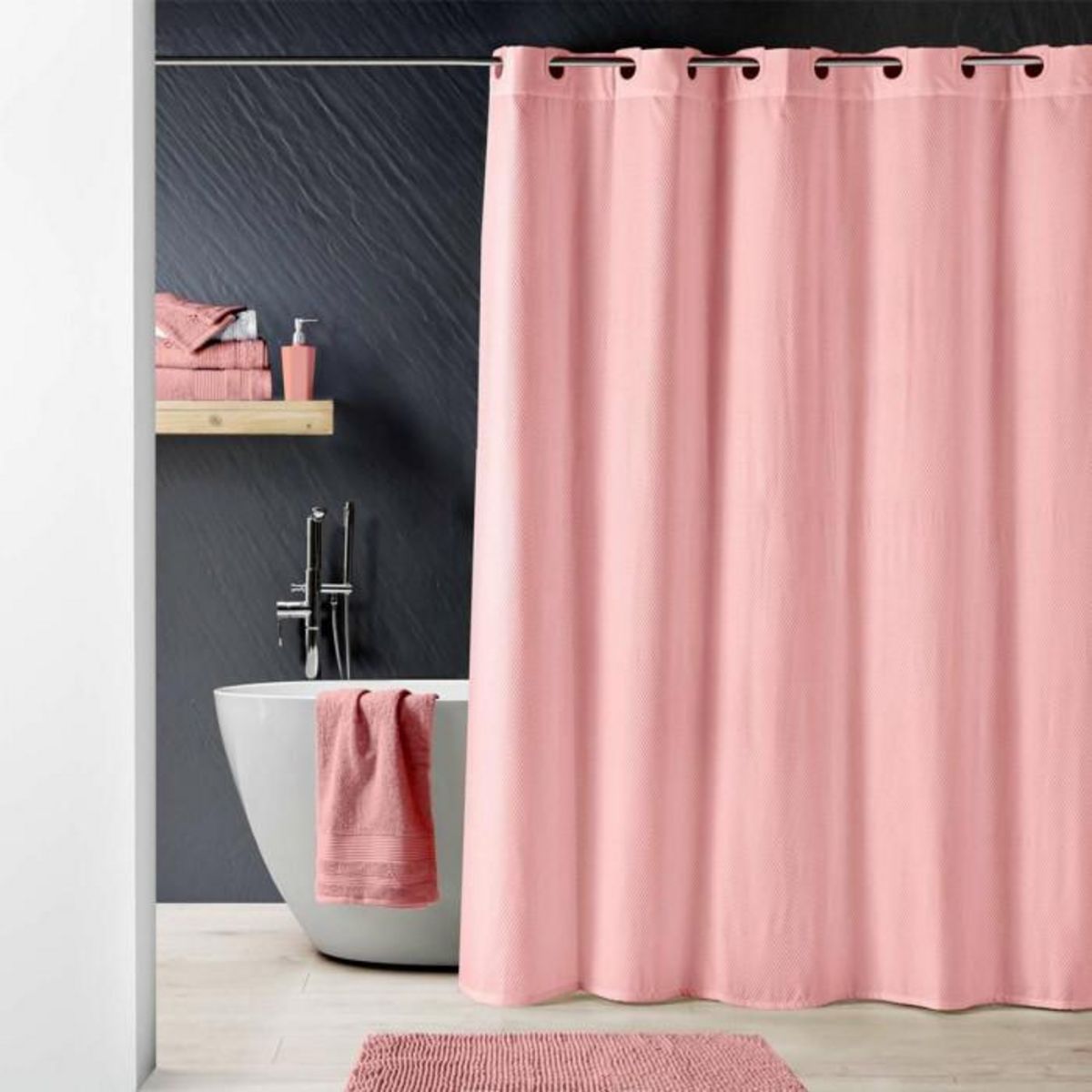 Paris Prix Rideau de Douche  Dotty  180x200cm Rose Poudré