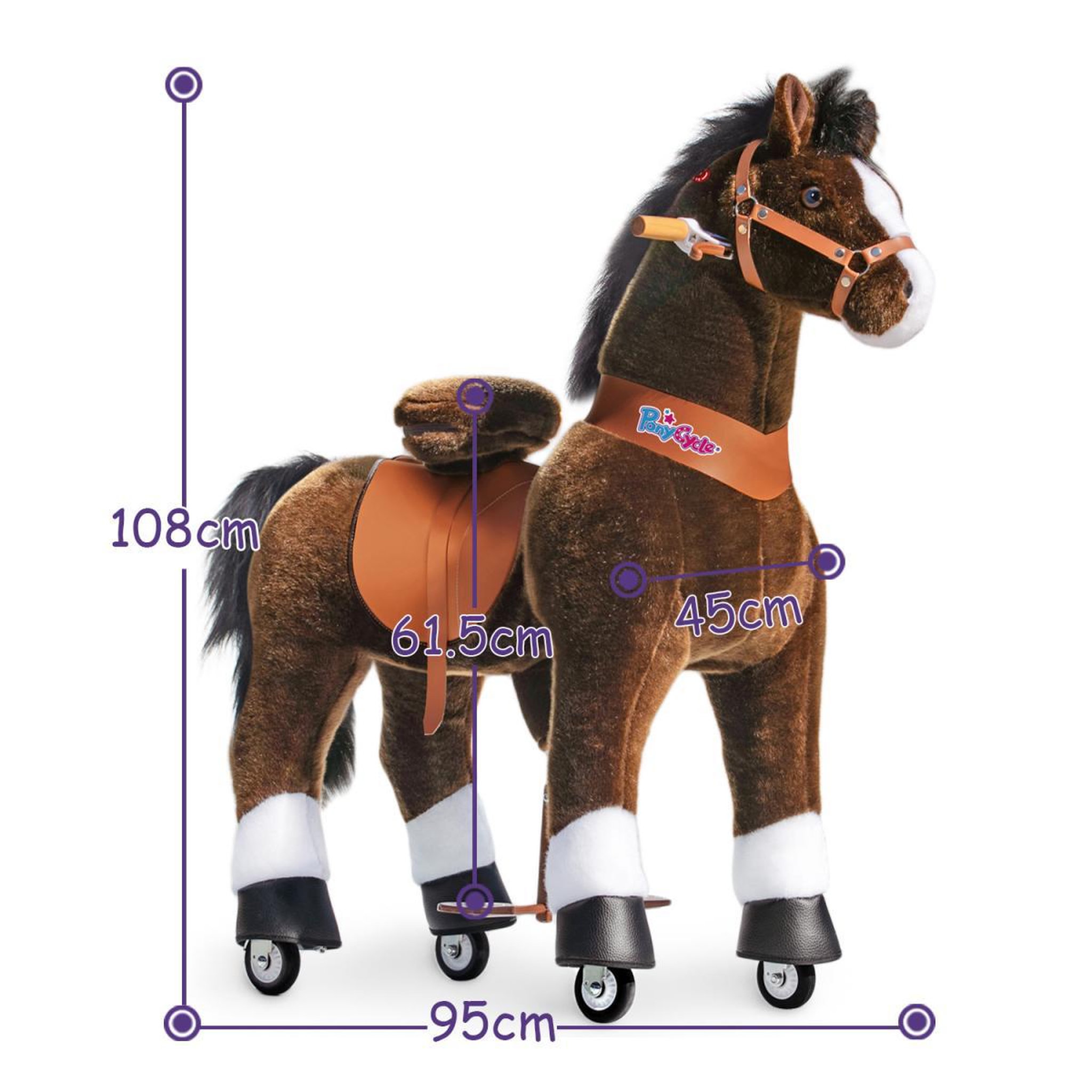 Voir la diapositive 2 : Ponycycle Poney brun et chocolat sabots blanc