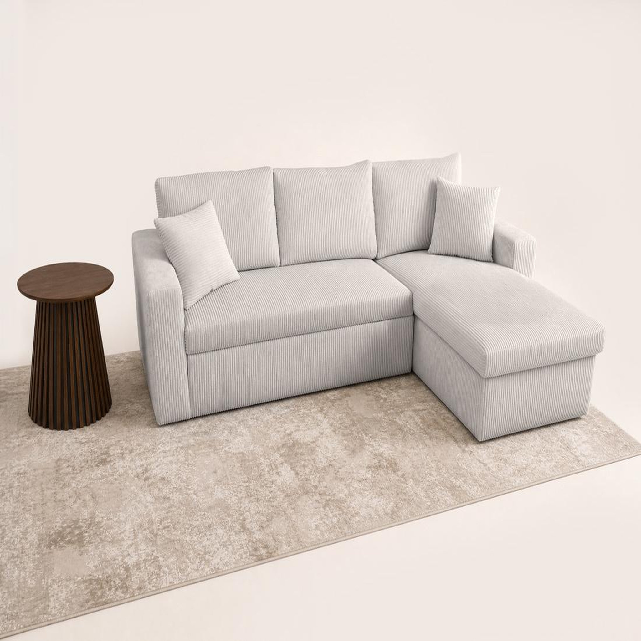 Voir la diapositive 4 : BEST MOBILIER Cyrus - canapé d'angle réversible 4 places - convertible avec coffre - en velours côtelé