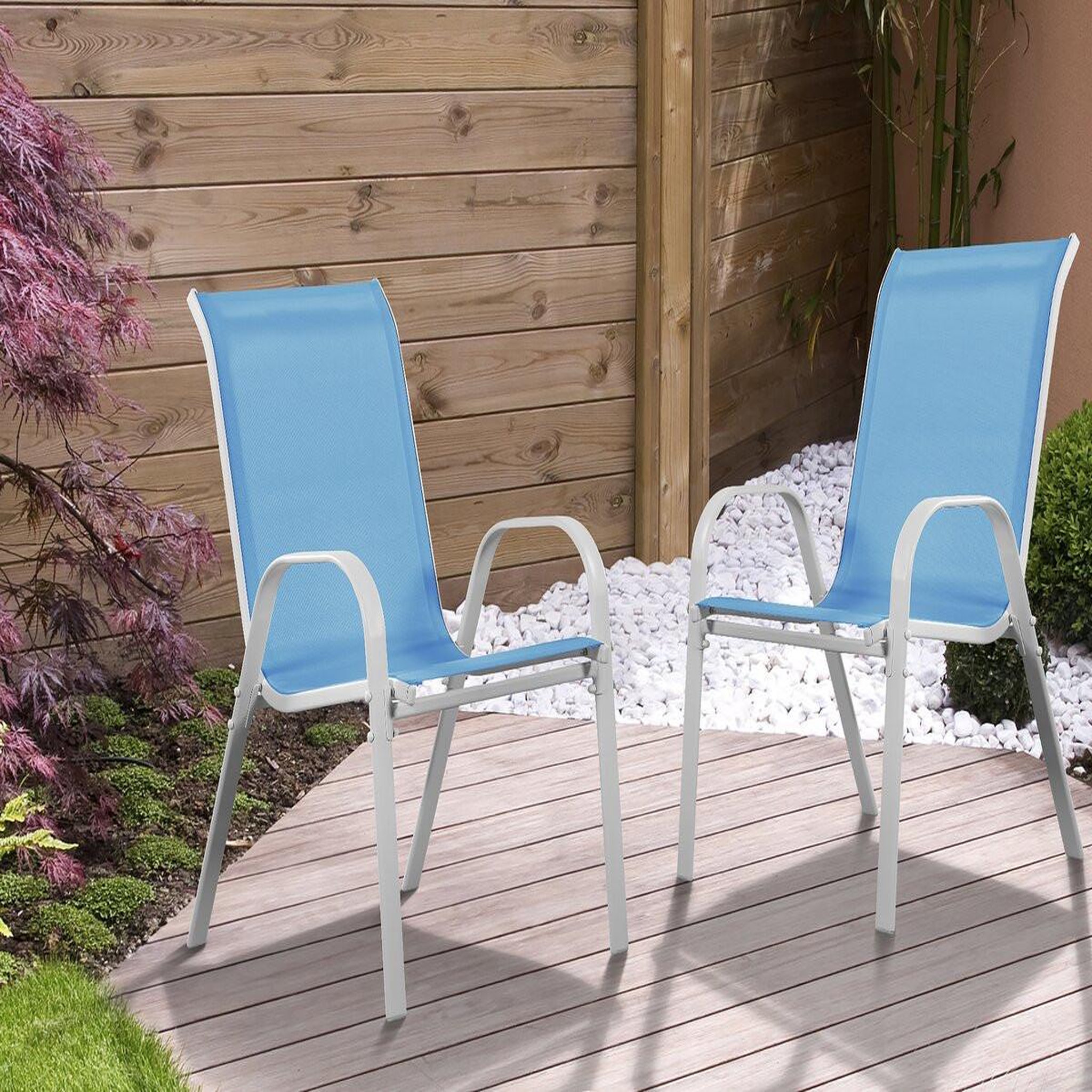 Voir la diapositive 2 : Habitat et Jardin Fauteuil jardin textilène  cordoba  - phoenix - bleu - lot de 2