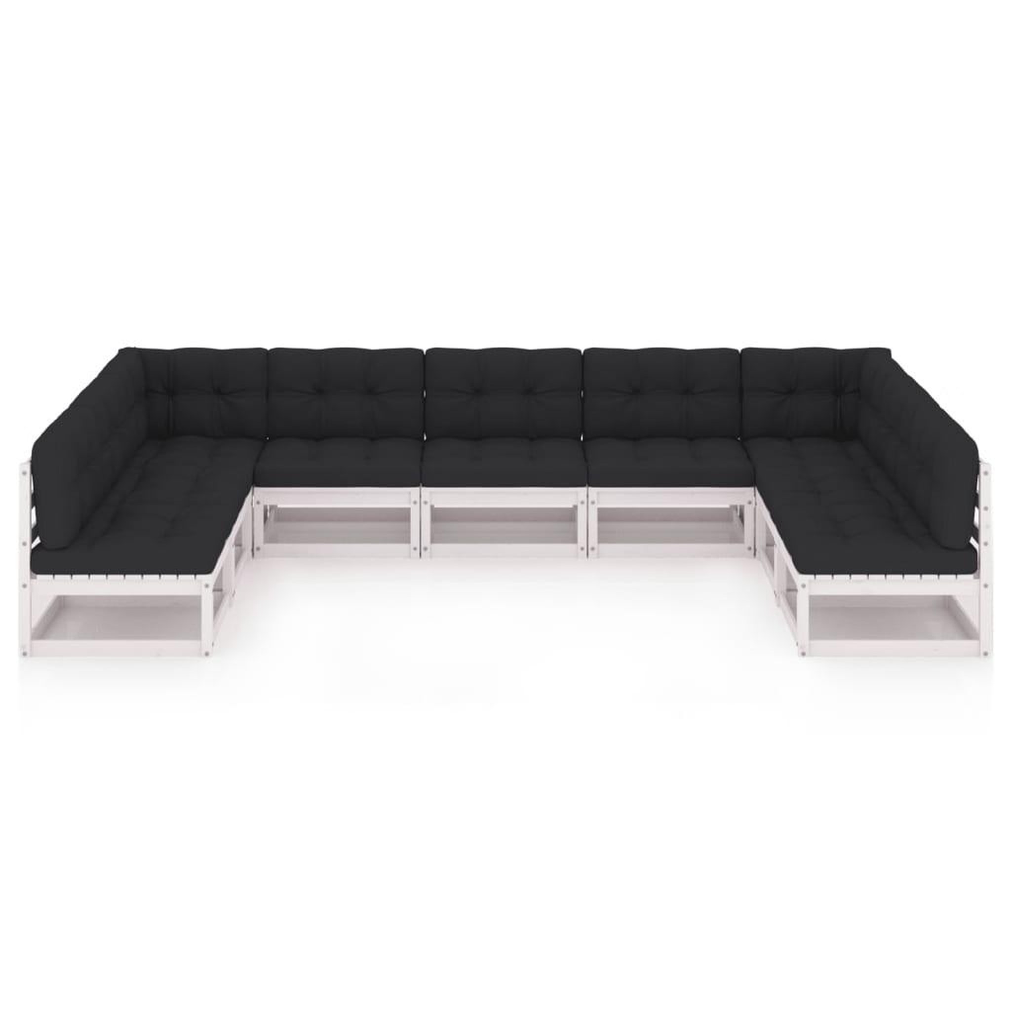 Voir la diapositive 3 : VIDAXL Salon de jardin 9 pcs avec coussins Blanc Bois de pin massif
