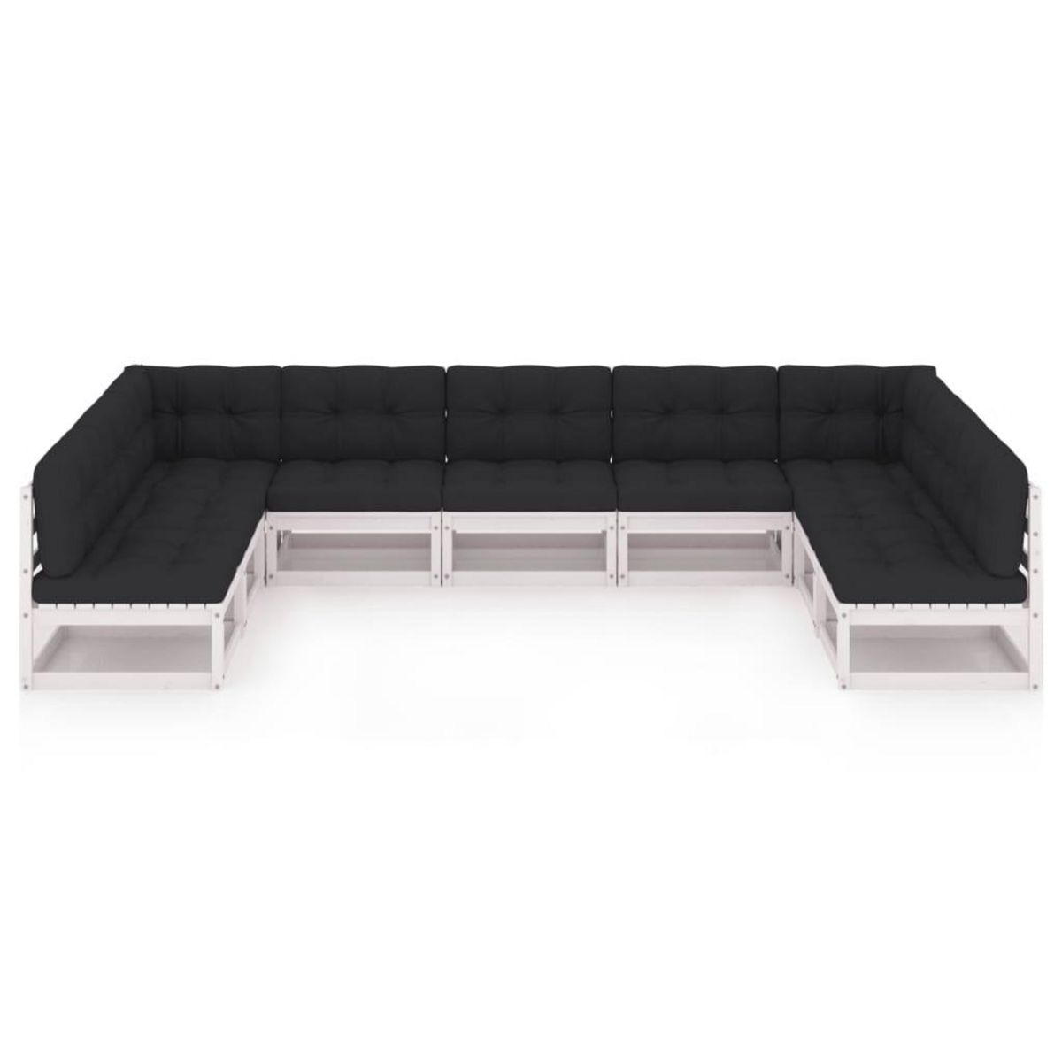 VIDAXL Salon de jardin 9 pcs avec coussins Blanc Bois de pin massif