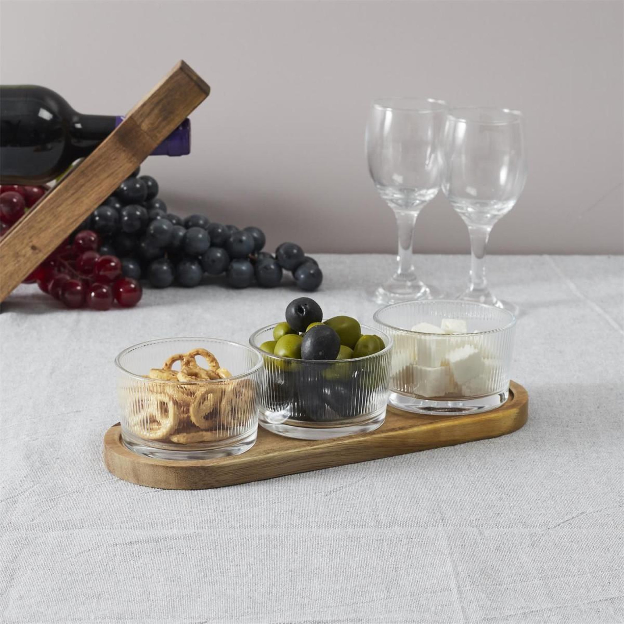 Voir la diapositive 2 : The Home Deco Factory Service Apéritif 4 Pièces  Coupelles  28cm Transparent