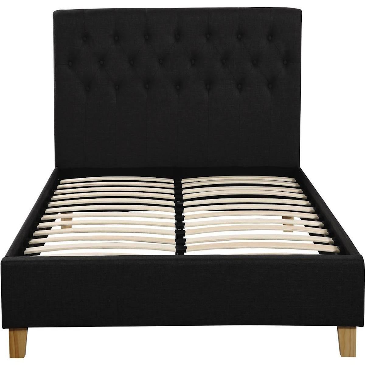 Habitat et Jardin Lit double  Emmy  - 140 x 190 cm - Gris