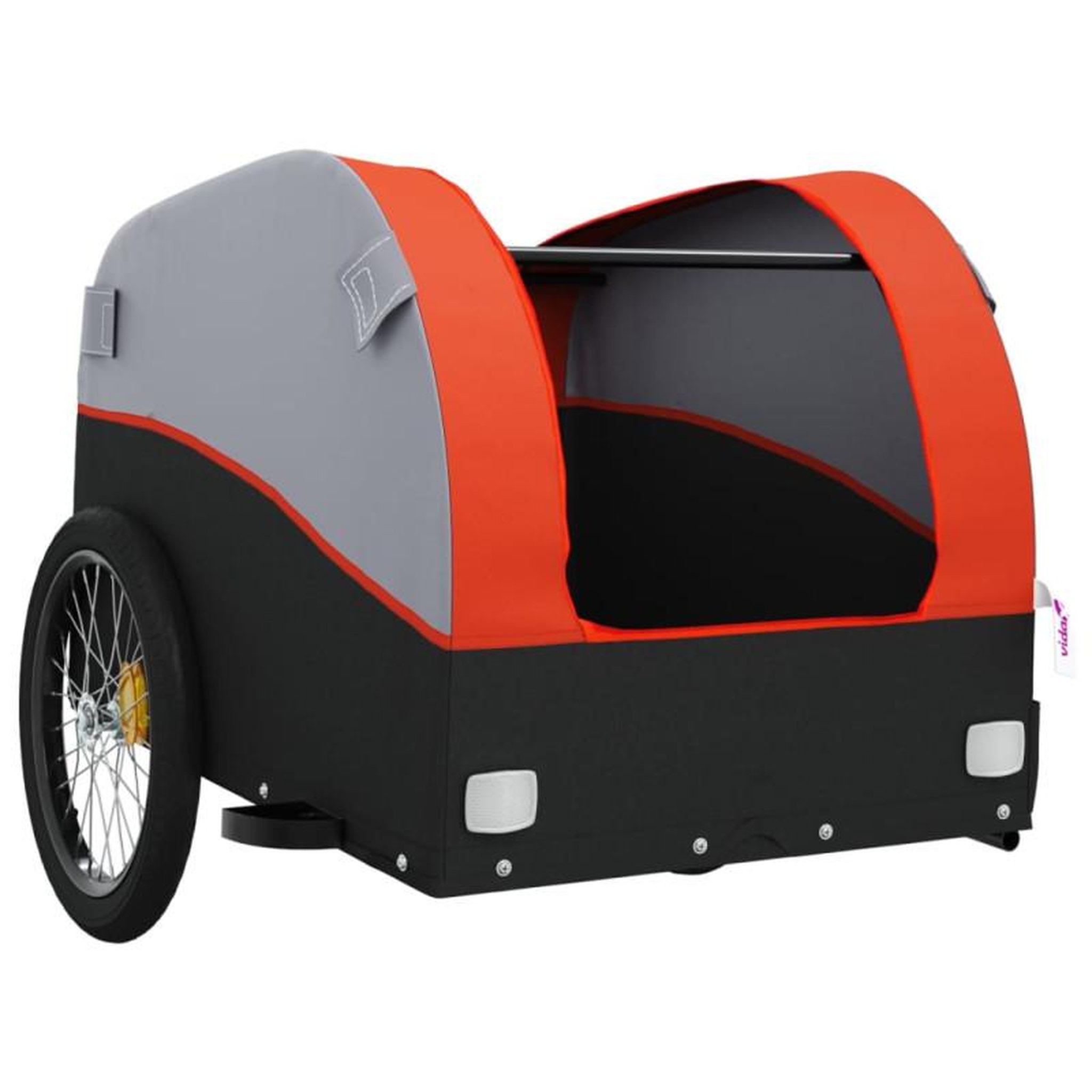 Voir la diapositive 5 : VIDAXL Remorque de vélo noir et orange 45 kg fer