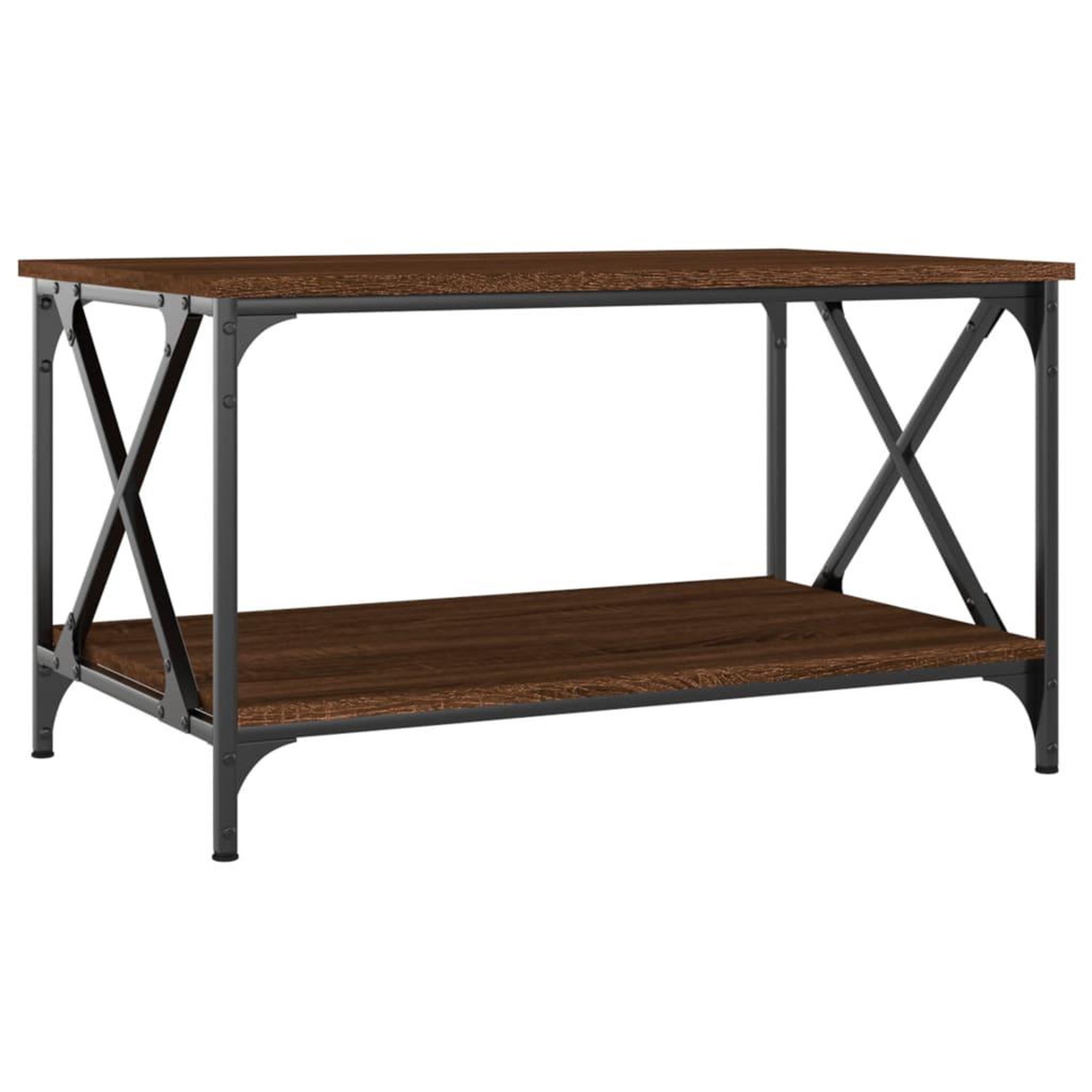 Voir la diapositive 2 : VIDAXL Table basse Chene marron 80x50x45 cm Bois d'ingenierie et fer