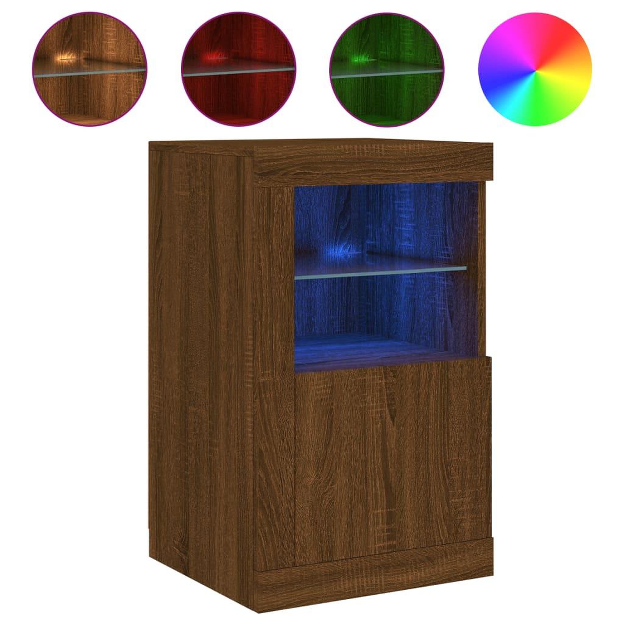 Voir la diapositive 2 : VIDAXL Armoire laterale avec lumieres LED chene marron bois ingenierie
