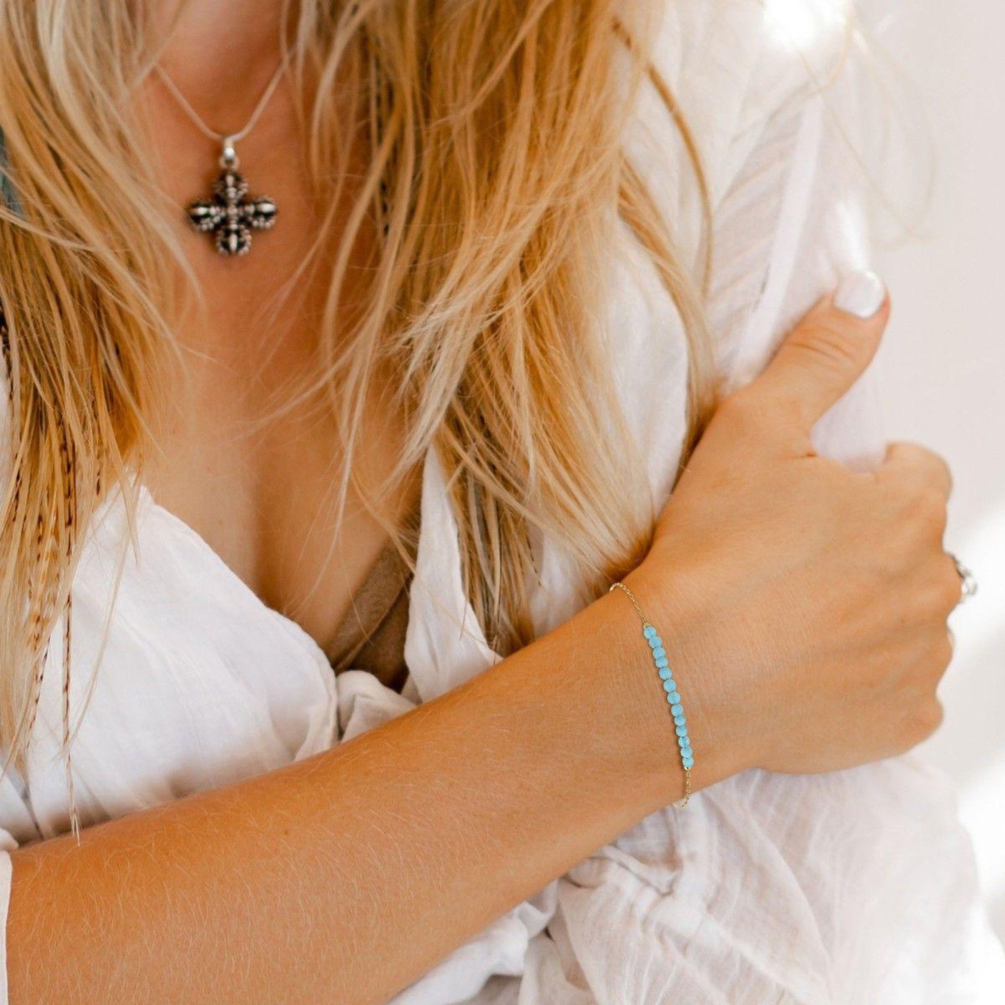 Voir la diapositive 2 : SC BOHEME Bracelet SC Bohème orné d'aquamarines