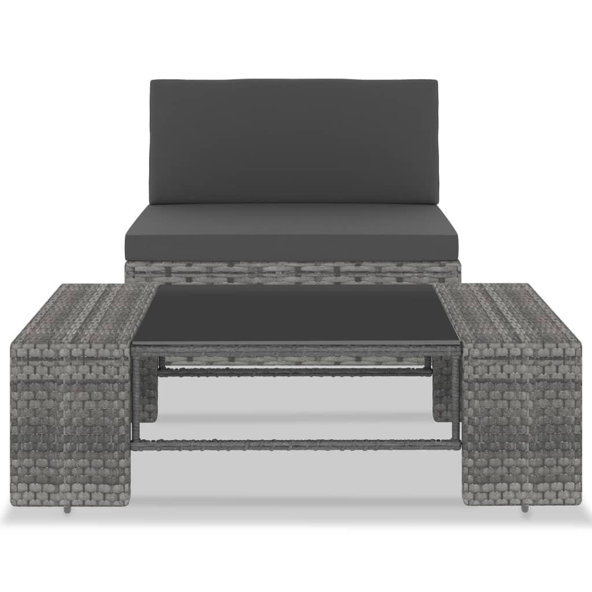 Voir la diapositive 2 : VIDAXL Salon de jardin 2 pcs Resine tressee Gris