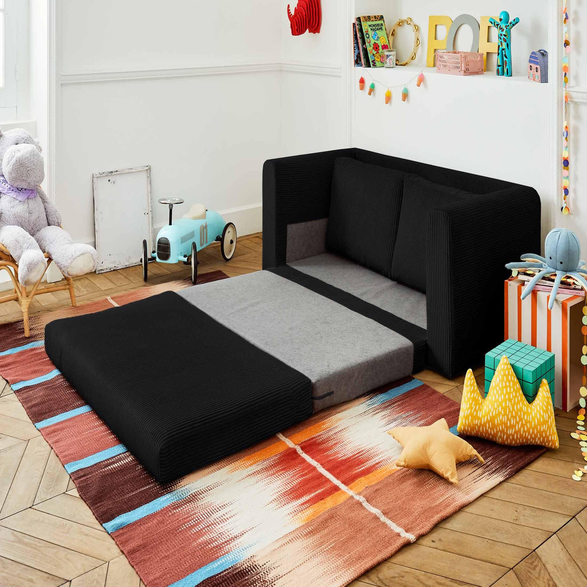 Voir la diapositive 2 : BEST MOBILIER Marilia - canapé 2 places - convertible déplimousse - en velours côtelé
