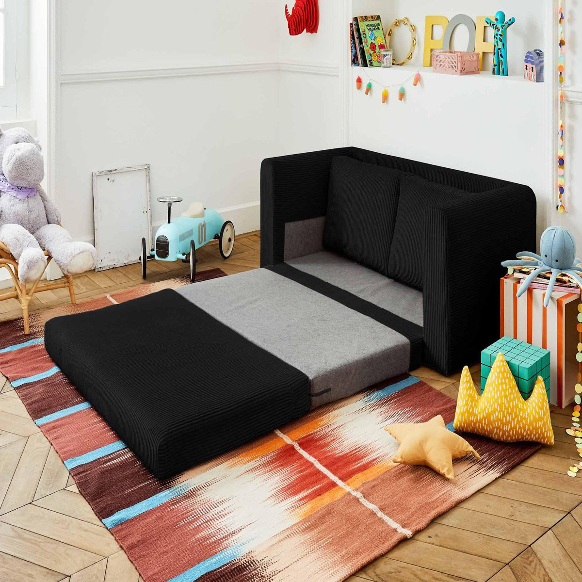 BEST MOBILIER Marilia - canapé 2 places - convertible déplimousse - en velours côtelé