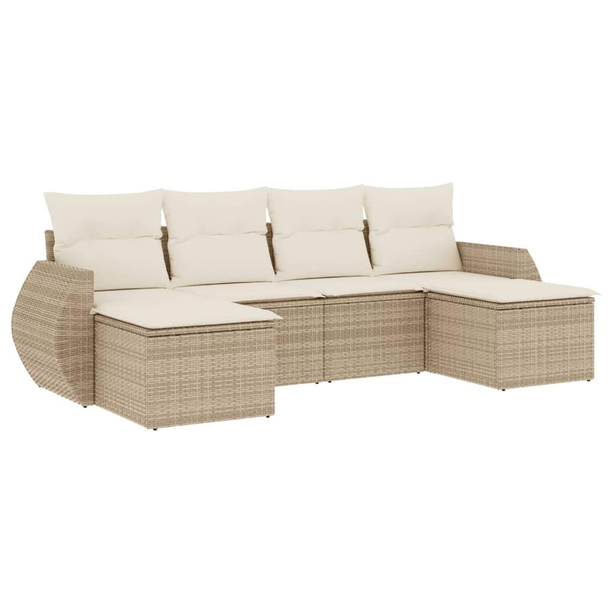 Voir la diapositive 2 : VIDAXL Salon de jardin avec coussins 6 pcs beige resine tressee