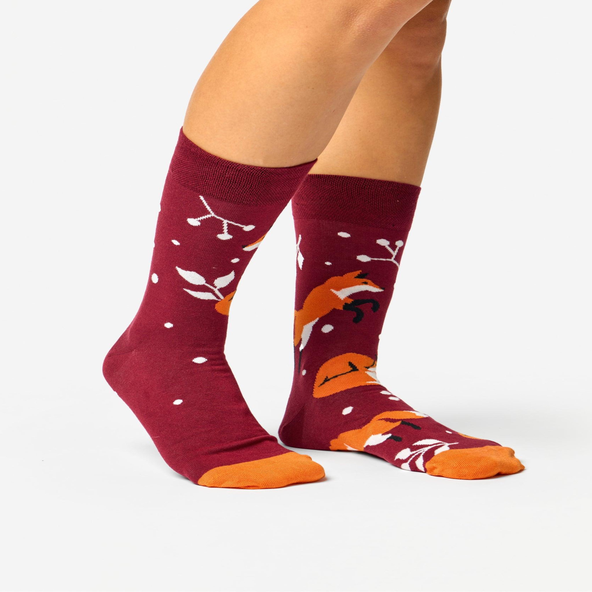 Voir la diapositive 2 : DEDOLES Chaussettes bambou renard & feuilles