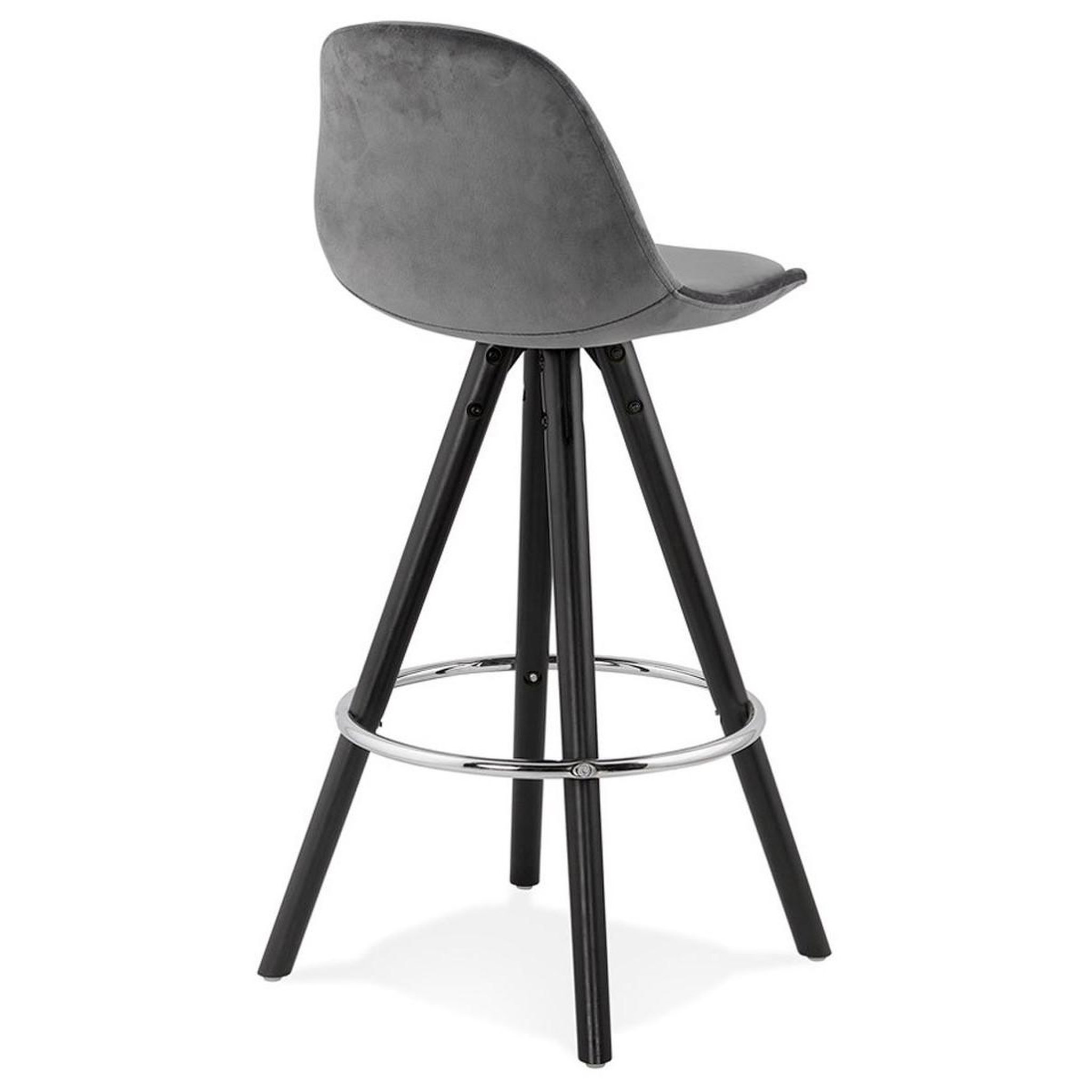 Voir la diapositive 4 : Paris Prix Tabouret de bar velours & bois  vinea  87cm gris