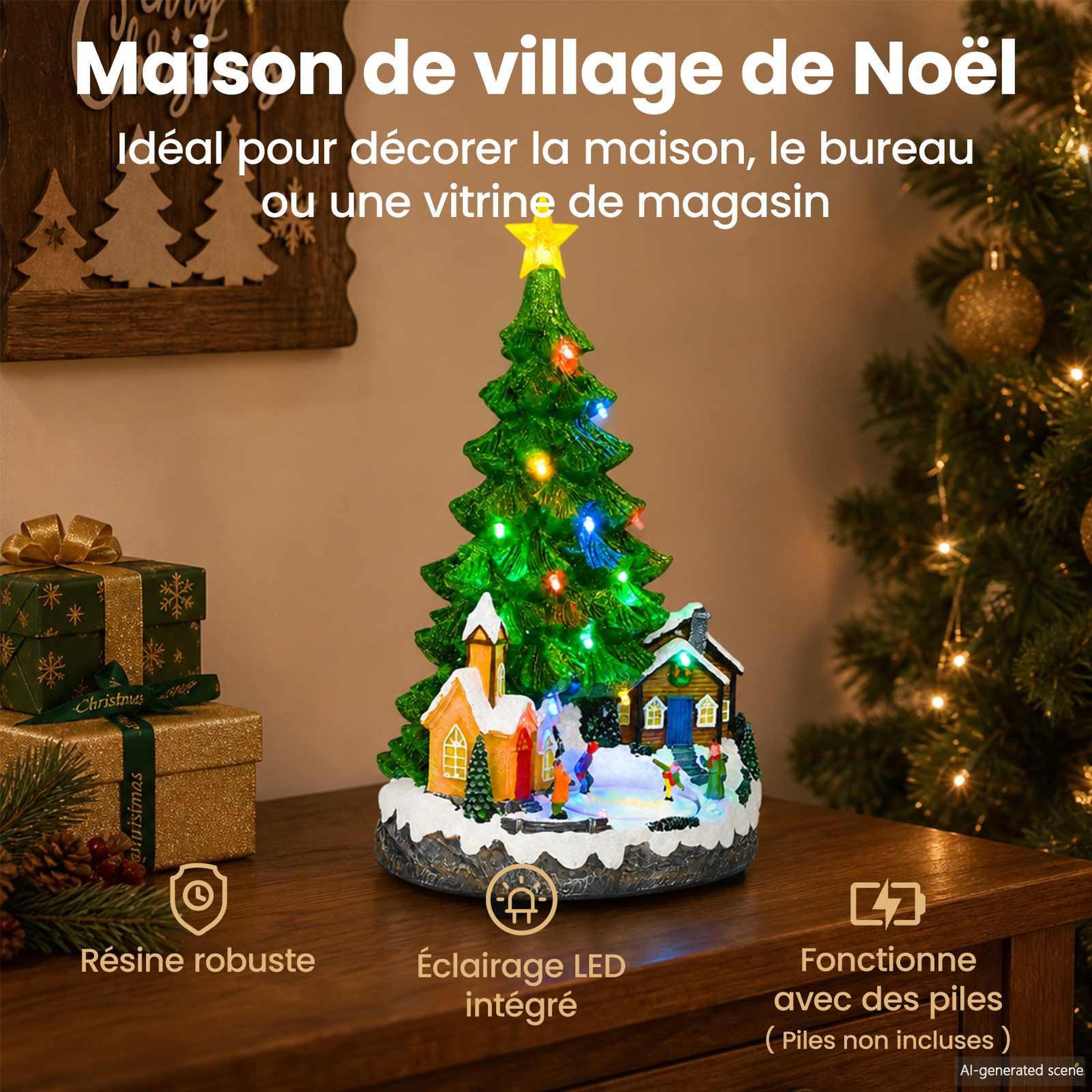 Voir la diapositive 4 : VIDAXL Sapin de Noël musical SALO 16 x 15 x 27,5 cm Resine Vert