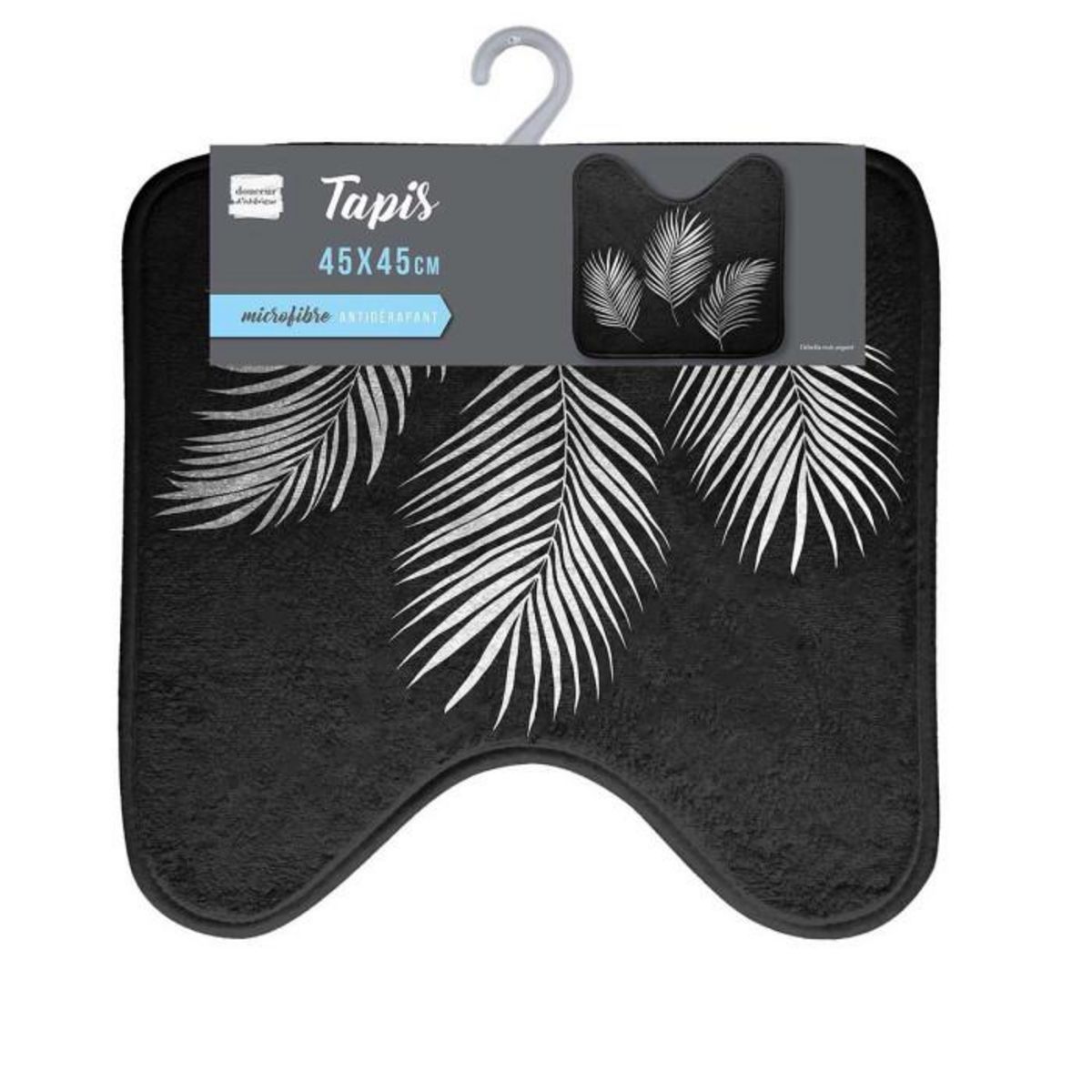 Paris Prix Tapis Contour WC Imprimé  Orbella  45x45cm Noir & Argent