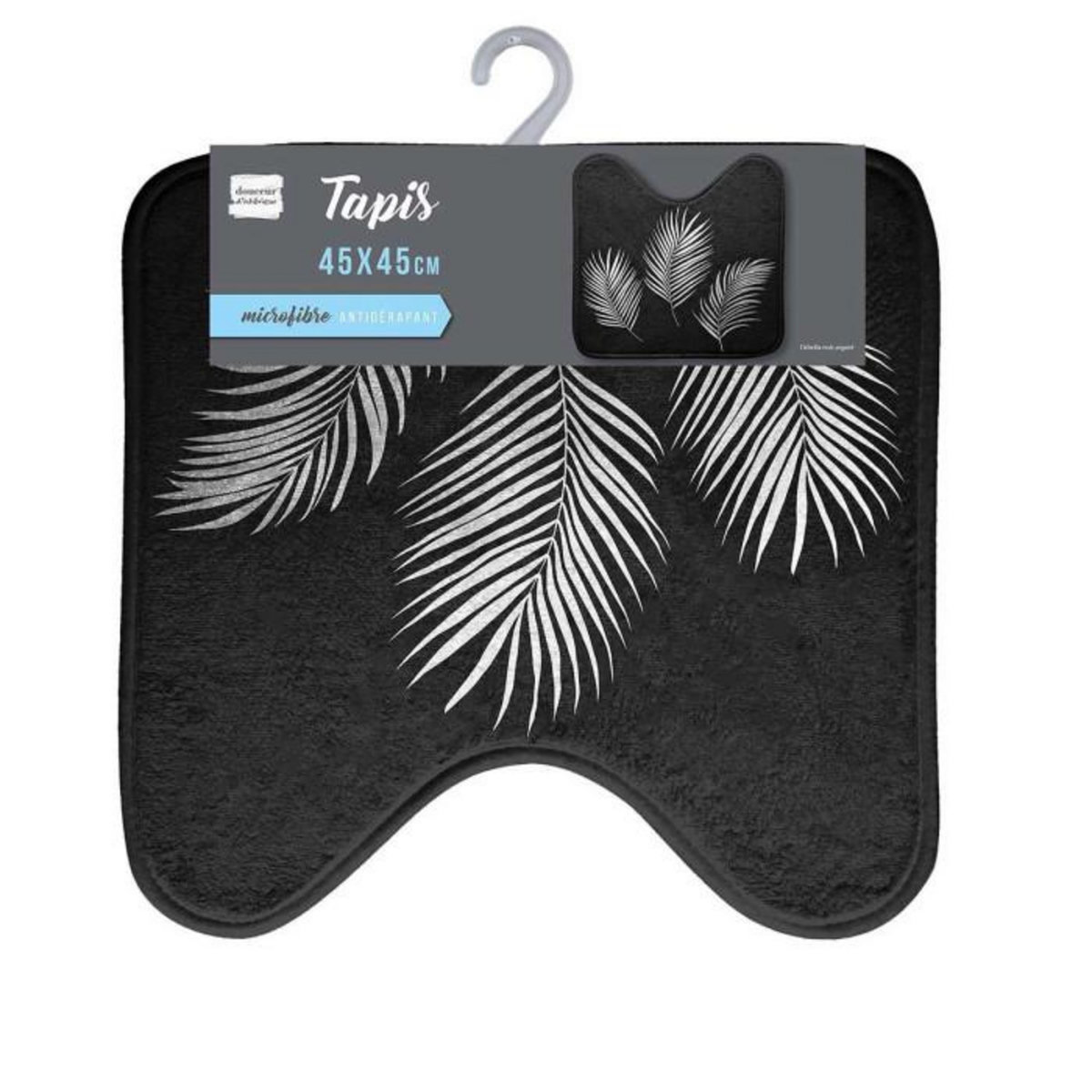 Paris Prix Tapis Contour WC Imprimé  Orbella  45x45cm Noir & Argent