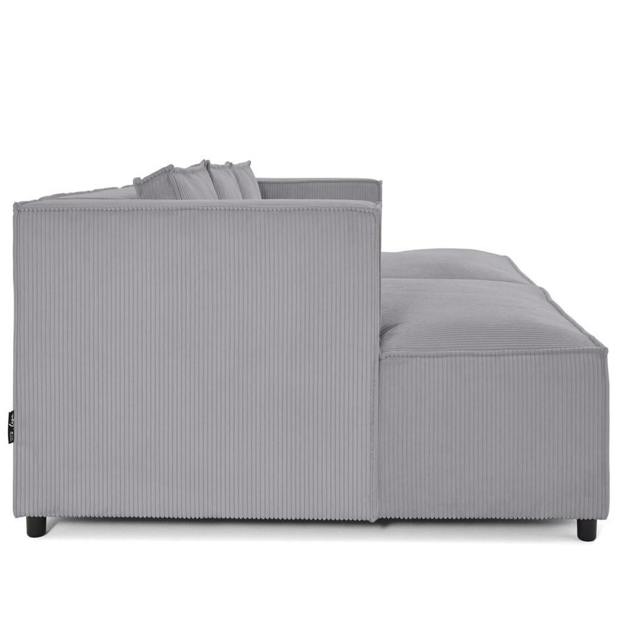 Voir la diapositive 5 : LISA DESIGN Stella - canapé droit 3 places avec double méridienne - assise profonde - en velours côtelé
