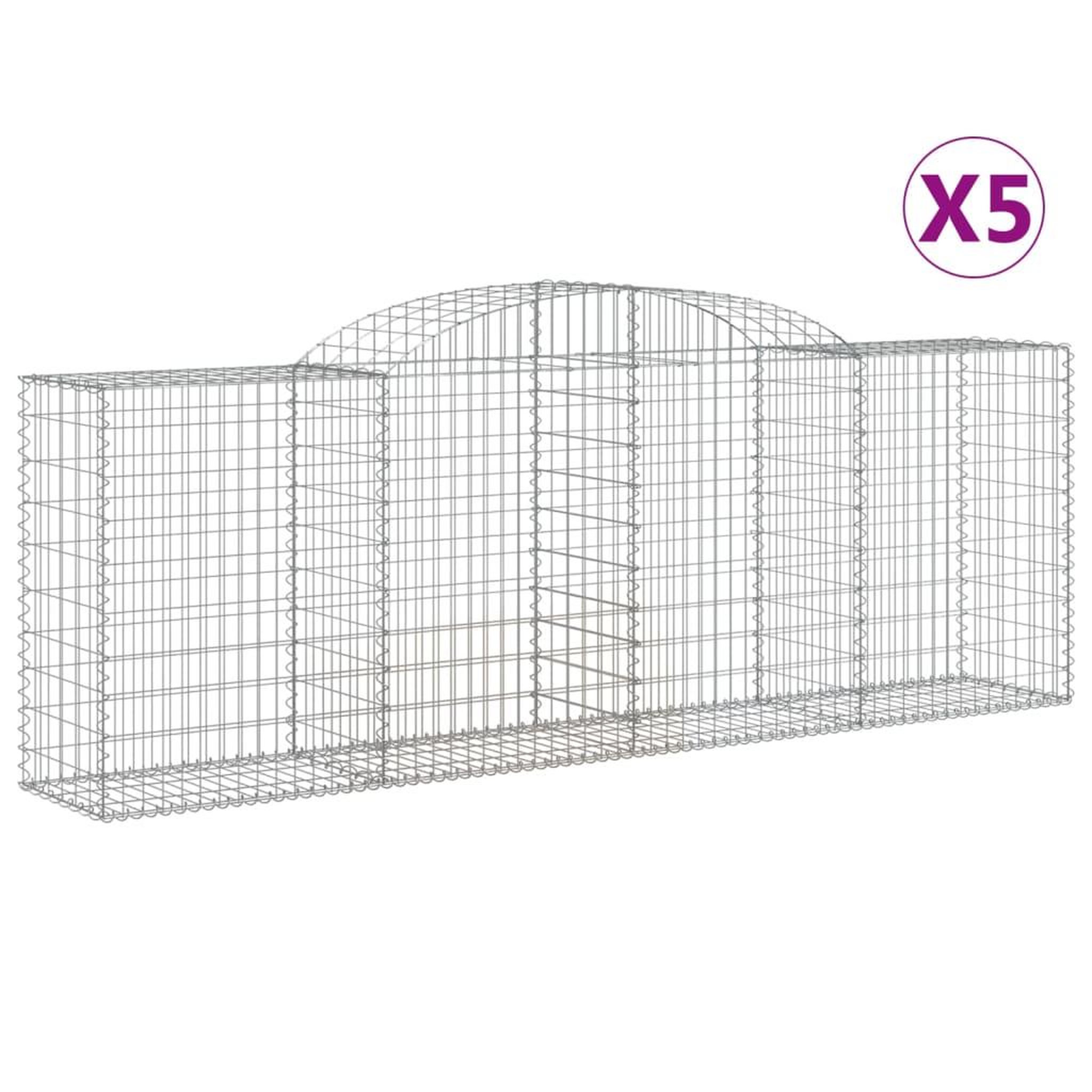 Voir la diapositive 2 : VIDAXL Paniers a gabions arques 5 pcs 300x50x100/120 cm fer galvanise