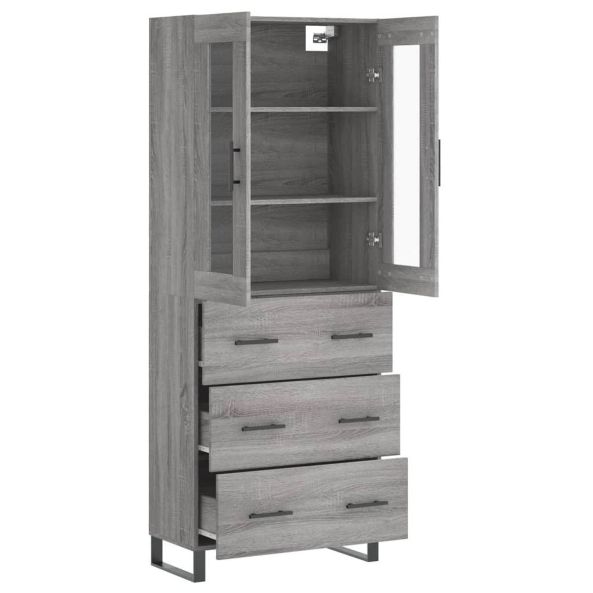 VIDAXL Buffet haut Sonoma gris 69,5x34x180 cm Bois d'ingenierie