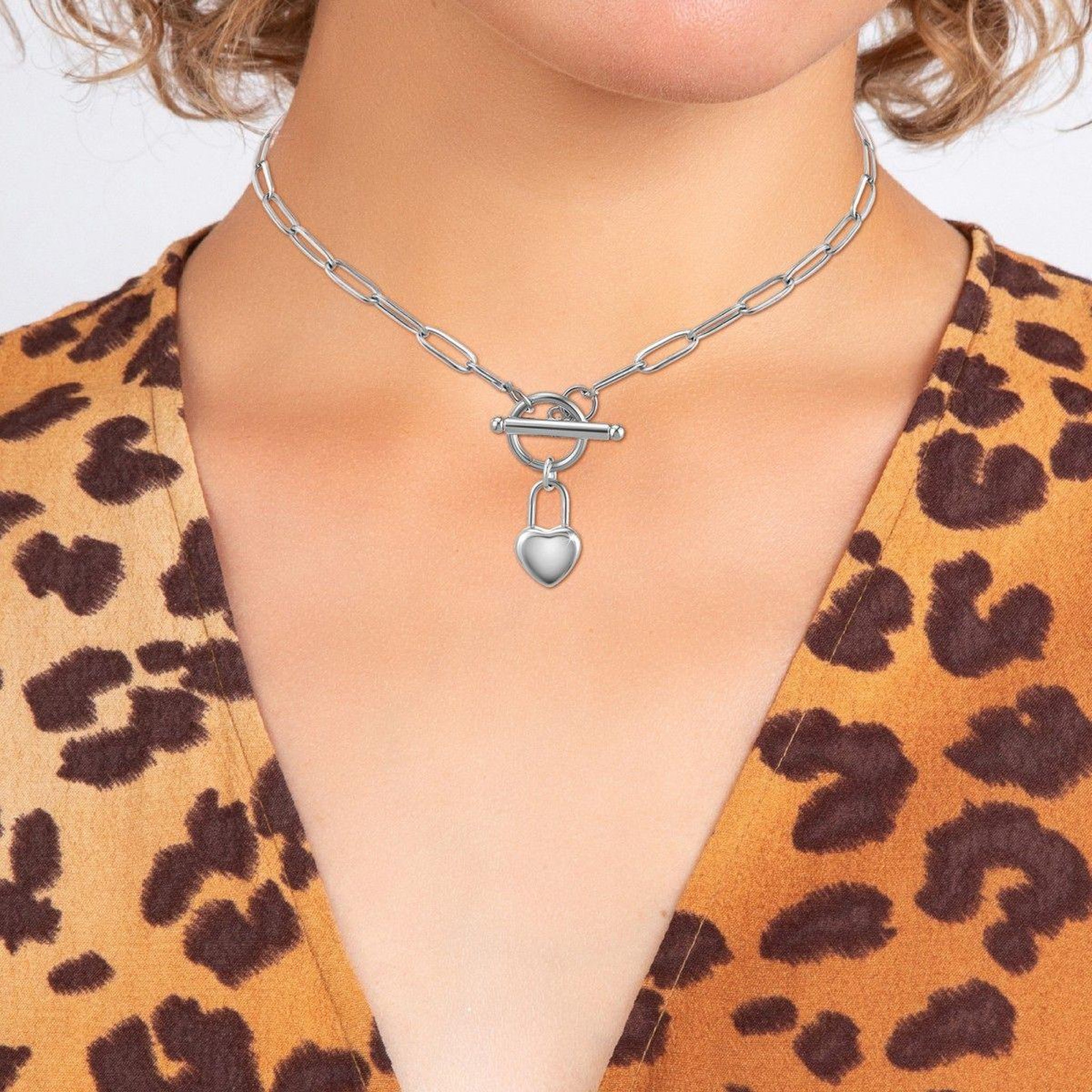 Voir la diapositive 2 : SC CRYSTAL Collier coeur par SC Crystal en acier inoxydable