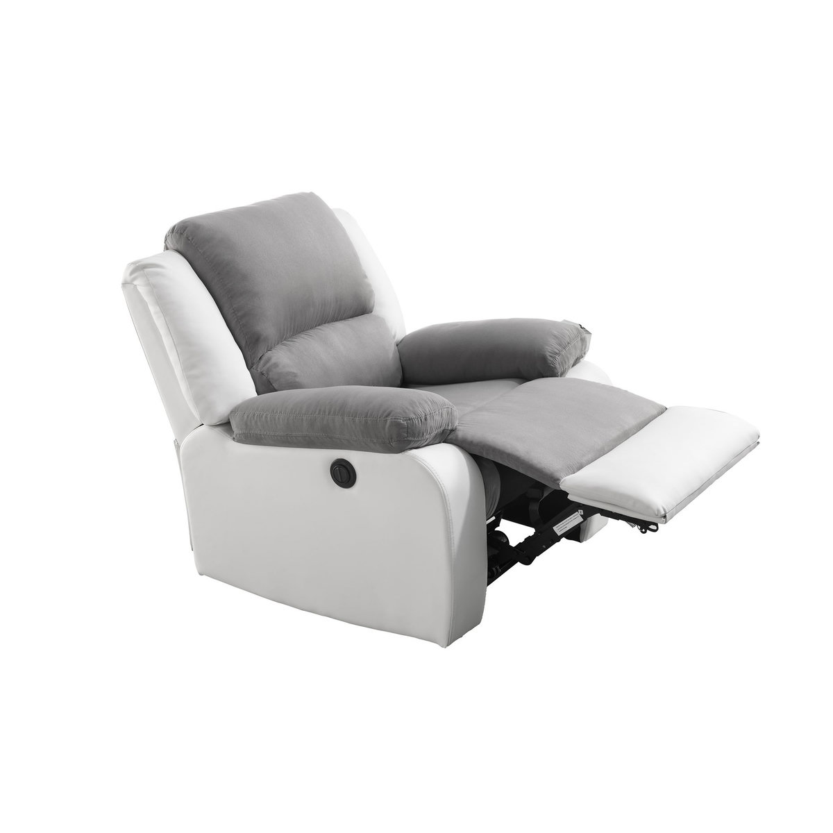 Fauteuil relax électrique pu blanc + tissu gris HELENA