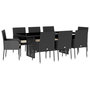 Voir la diapositive 2 : VIDAXL Ensemble a manger de jardin 9pcs coussins noir resine tressee
