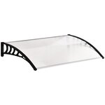OUTSUNNY Auvent marquise de porte design voûté arrondi dim. 150L x 90l x 25H cm polycarbonate PP noir