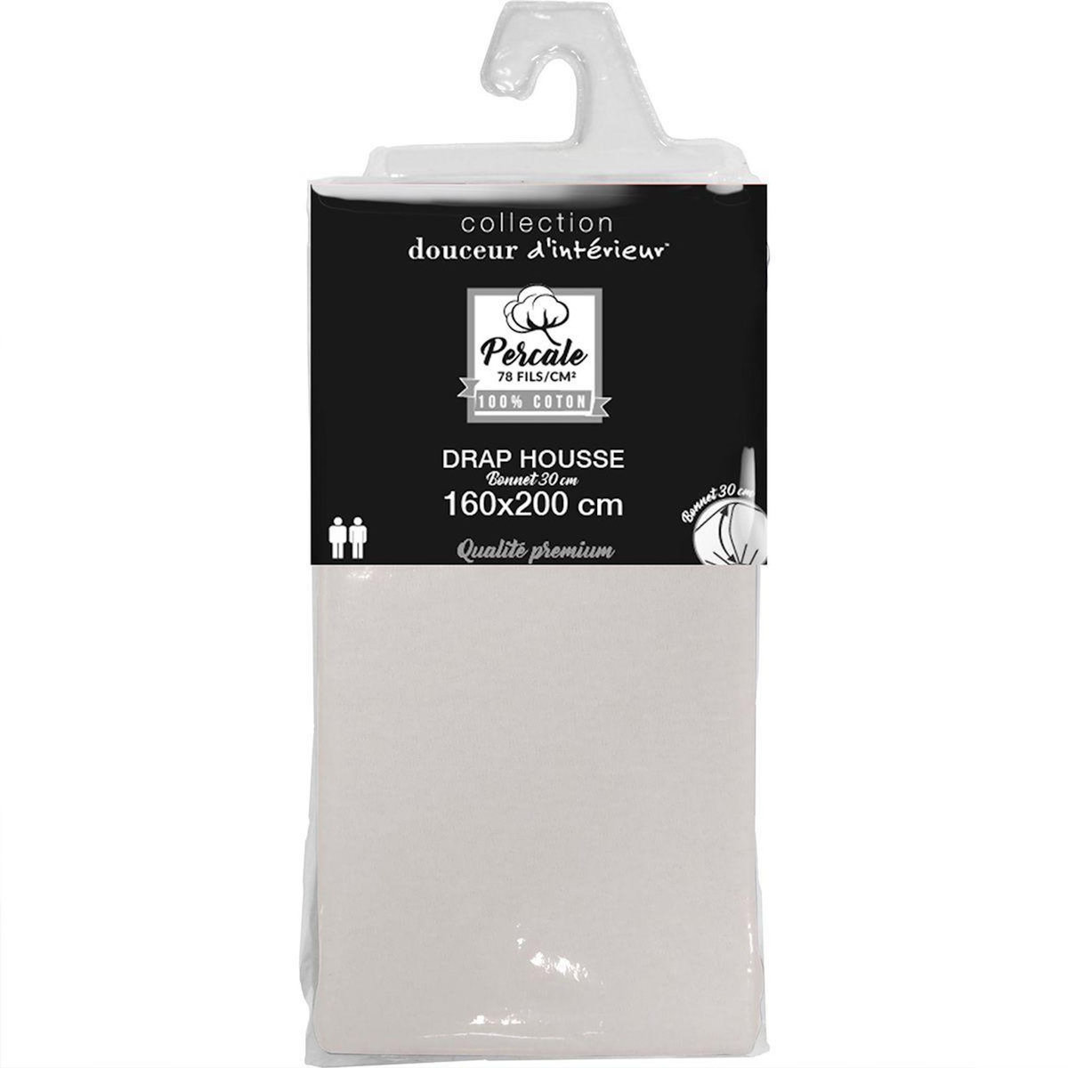 Paris Prix Drap Housse  Percaline  160x200cm Lin