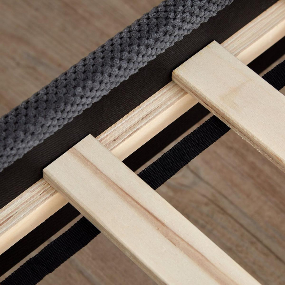 HomeStyle4U Lit double tete de lit velours 140x200 gris