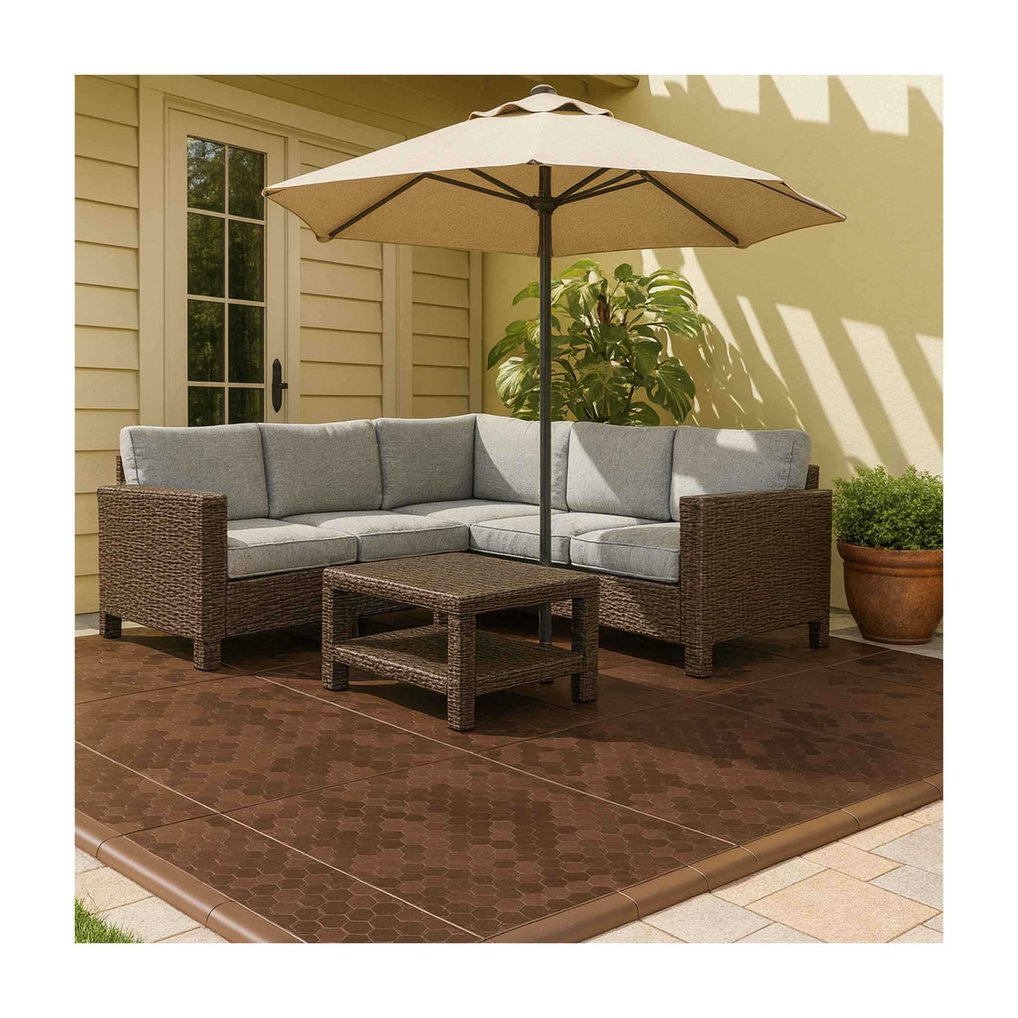 Voir la diapositive 4 : INTEC Lot de 6 dalles de sol clipsables marron taupe 116x76x3cm polypropylène revêtement de sol modulable 4.61m2 intec