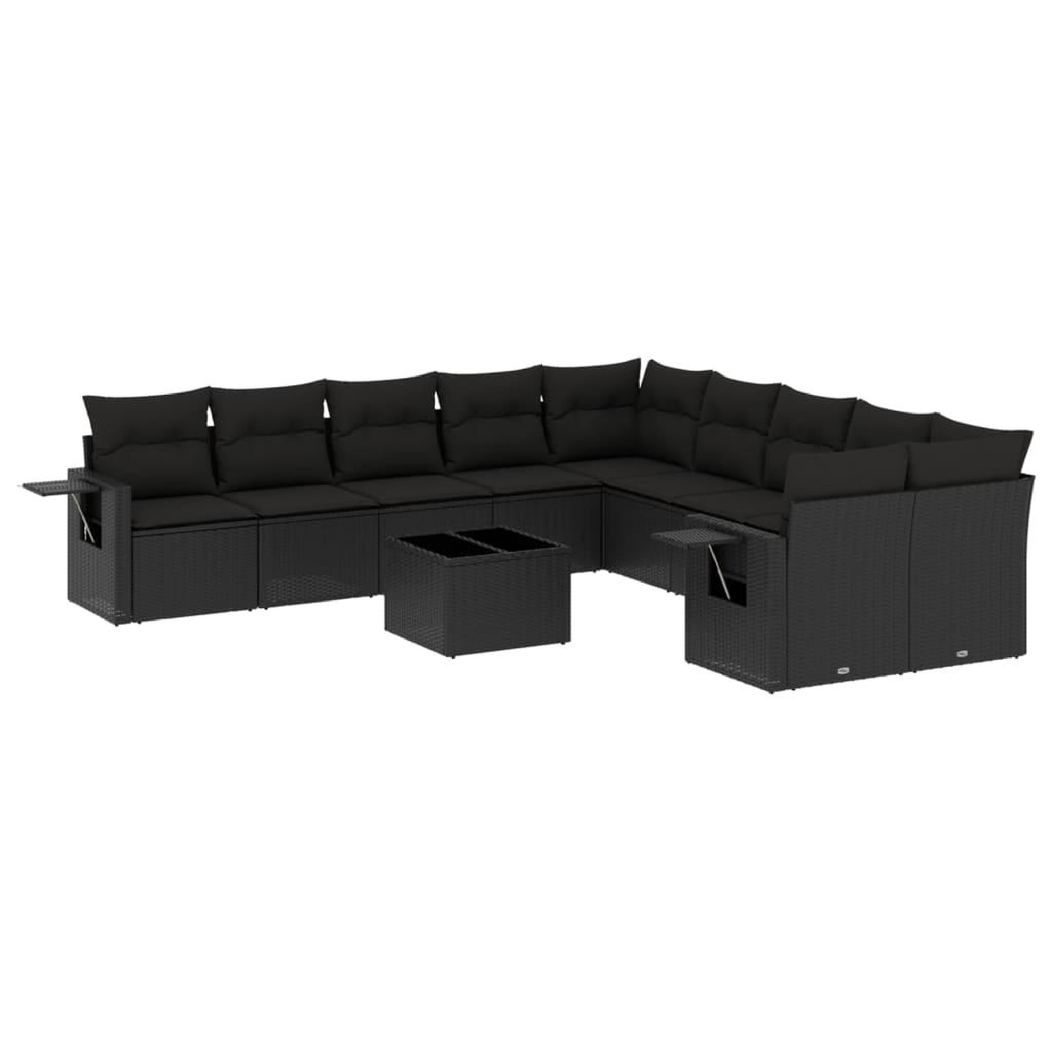 Voir la diapositive 2 : VIDAXL Salon de jardin 11 pcs avec coussins noir resine tressee