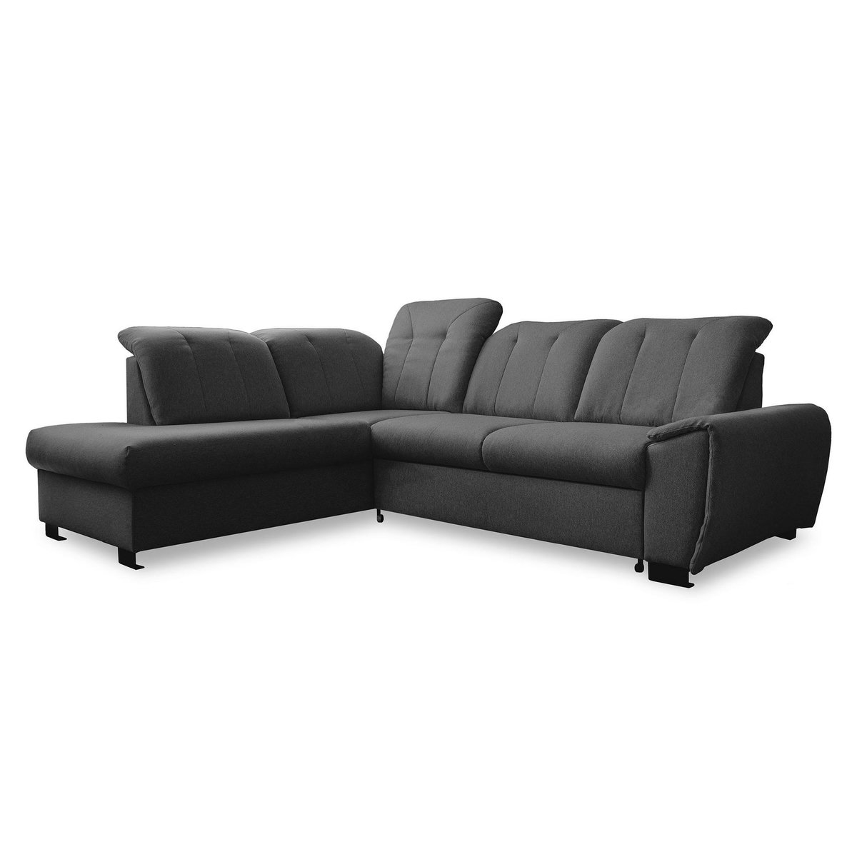 BEST MOBILIER Paul - canapé d'angle gauche - 5 places - convertible avec coffre et têtières - en tissu