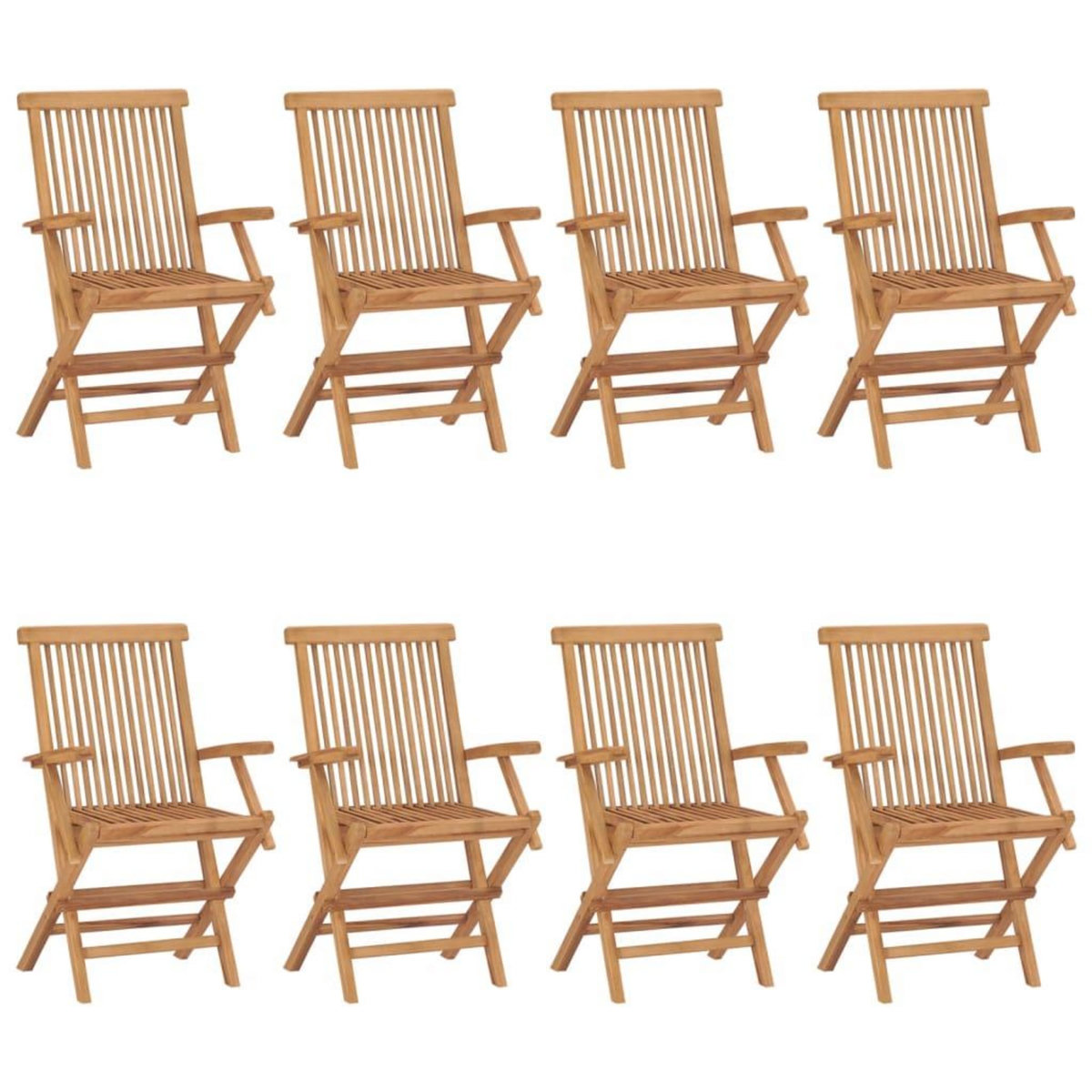 VIDAXL Chaises de jardin avec coussins taupe lot de 8 Bois teck massif