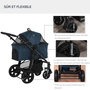 Voir la diapositive 5 : PAWHUT Poussette buggy pliable chien chat amortisseurs panier de rangement 2 attaches sécurité housse réglable acier Oxford bleu foncé