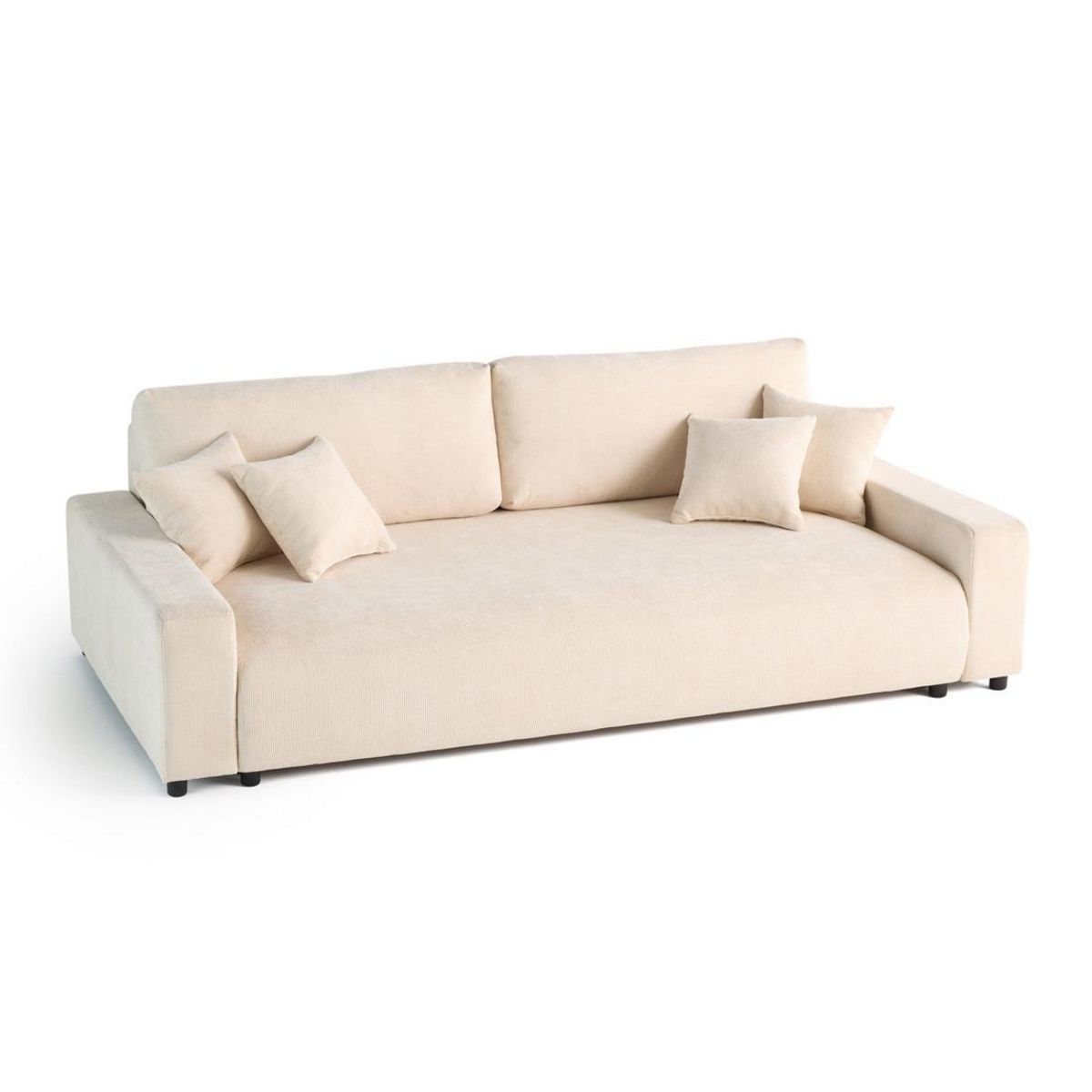 LISA DESIGN Pivoine - canapé droit 3 places - convertible avec coffre - en velours texturé