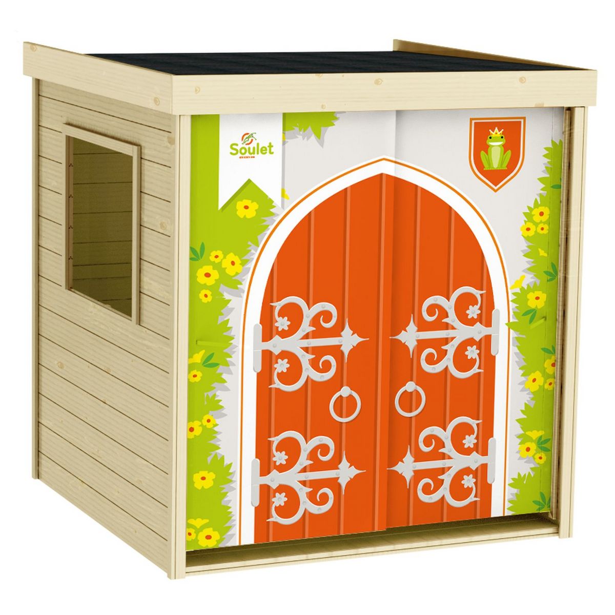 Soulet Cabane de jardin enfant - Bois avec rideaux en tissu - H1,32 m - PRINCESSE