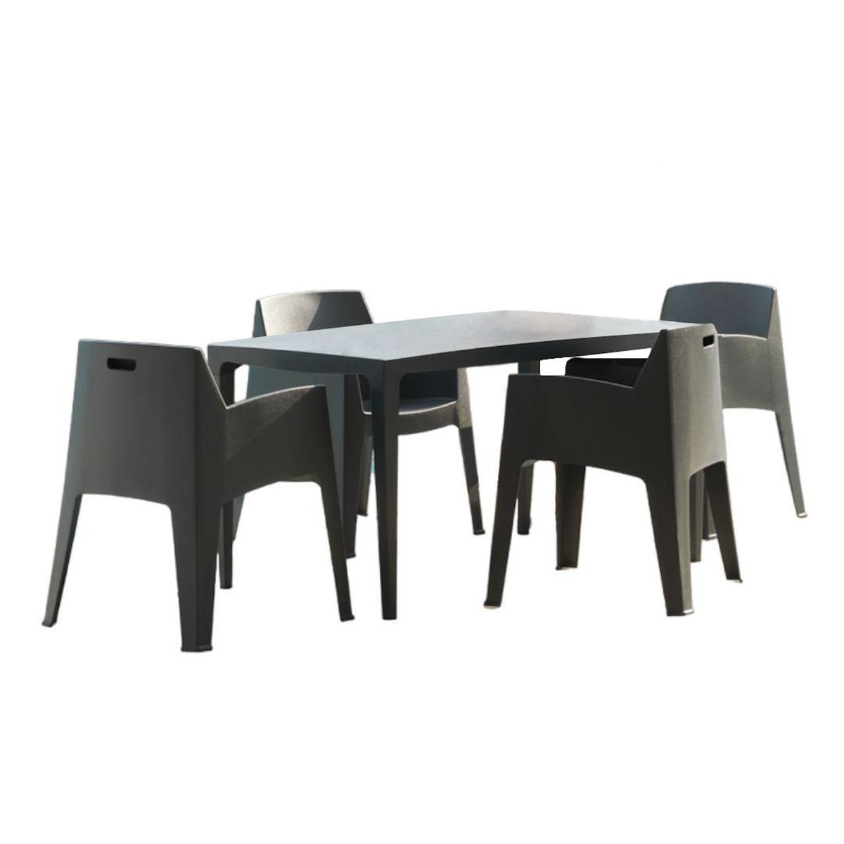 CONCEPT USINE Table 6 personne gris anthracite et 4 fauteuils MASTER