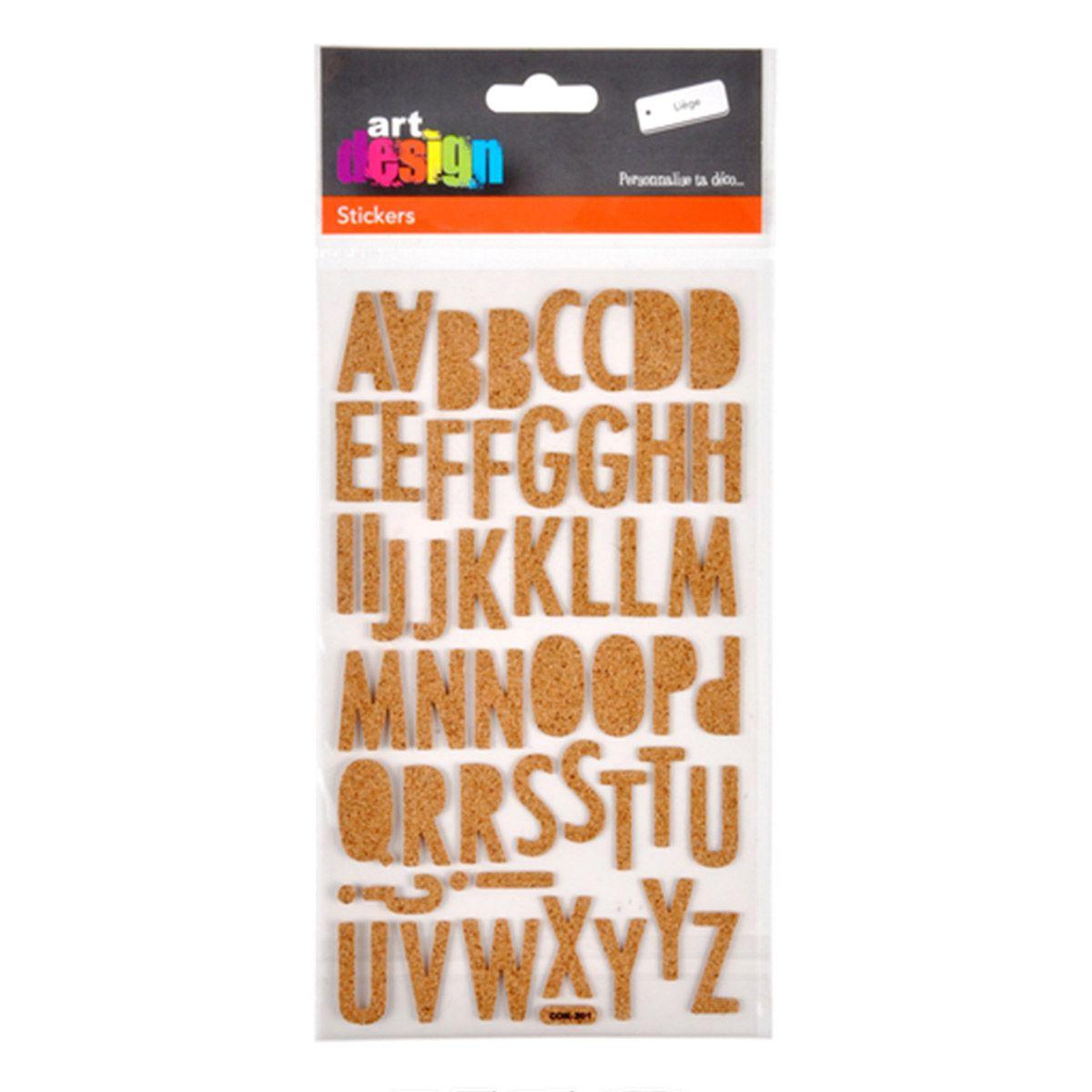 Voir la diapositive 2 : HOMEA Stickers alphabet  liège  12x16cm naturel