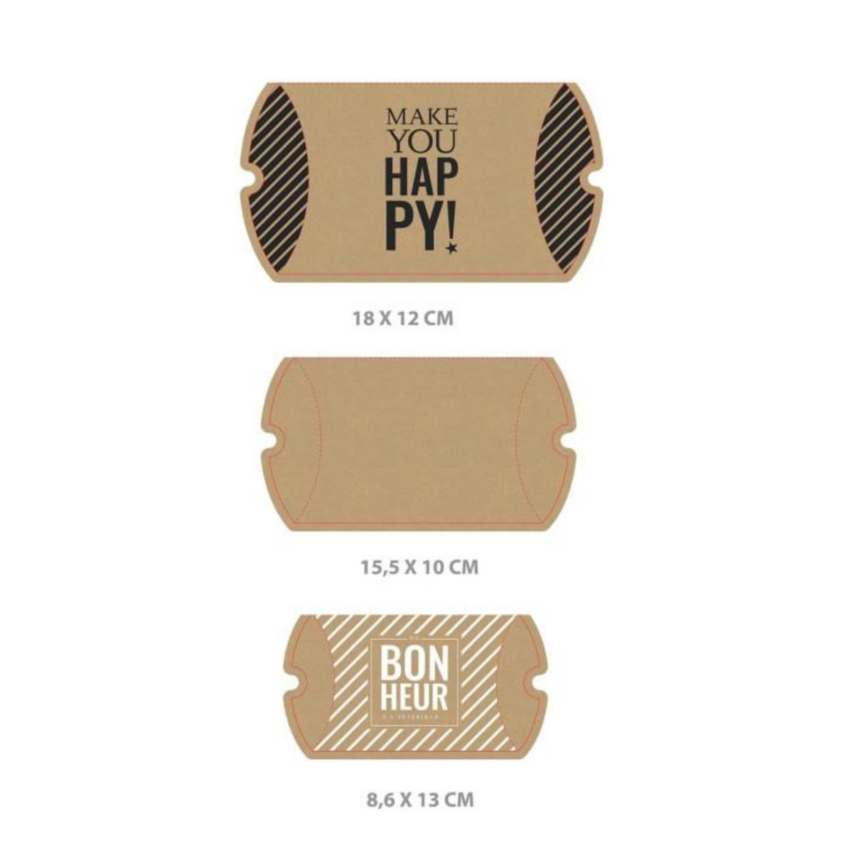 Paris Prix Lot de 3 Boîtes Kraft  Berlingot  18cm Marron