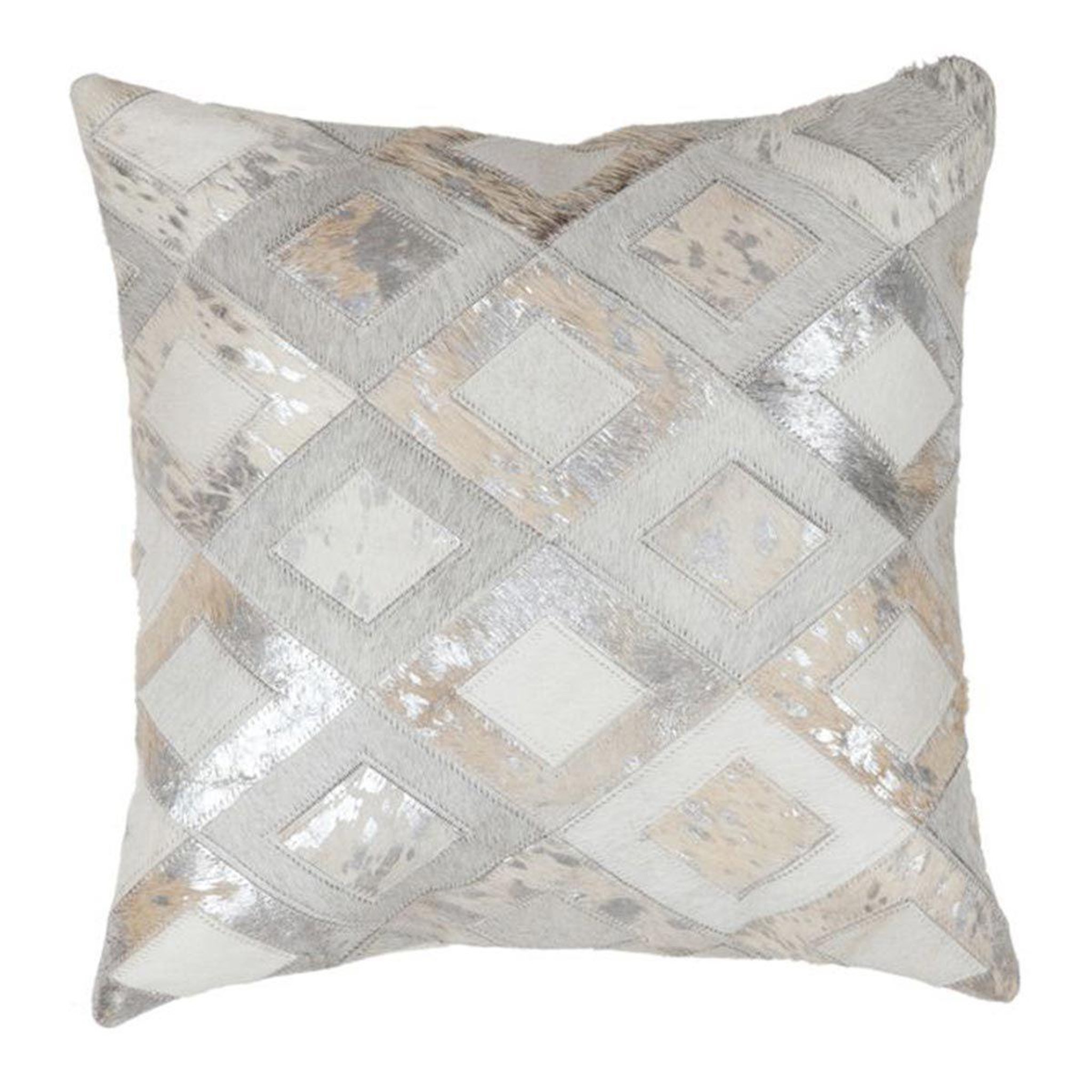 Paris Prix Coussin design en cuir  spark  45x45cm gris & argent